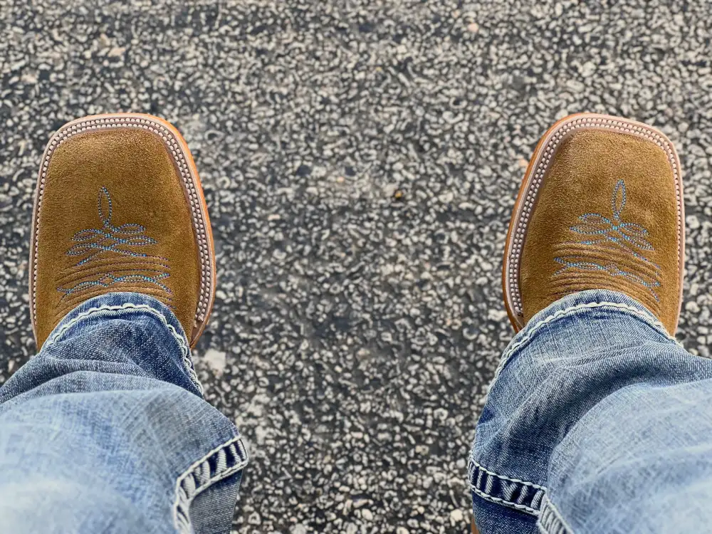 Men’s Honey Rough-Out Boots With Turquoise Shaft