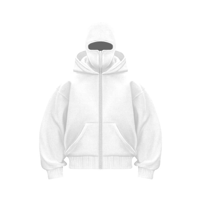 Unisex Y2K Balaclava Zip-Up Double Layer Hoodie Jacket
