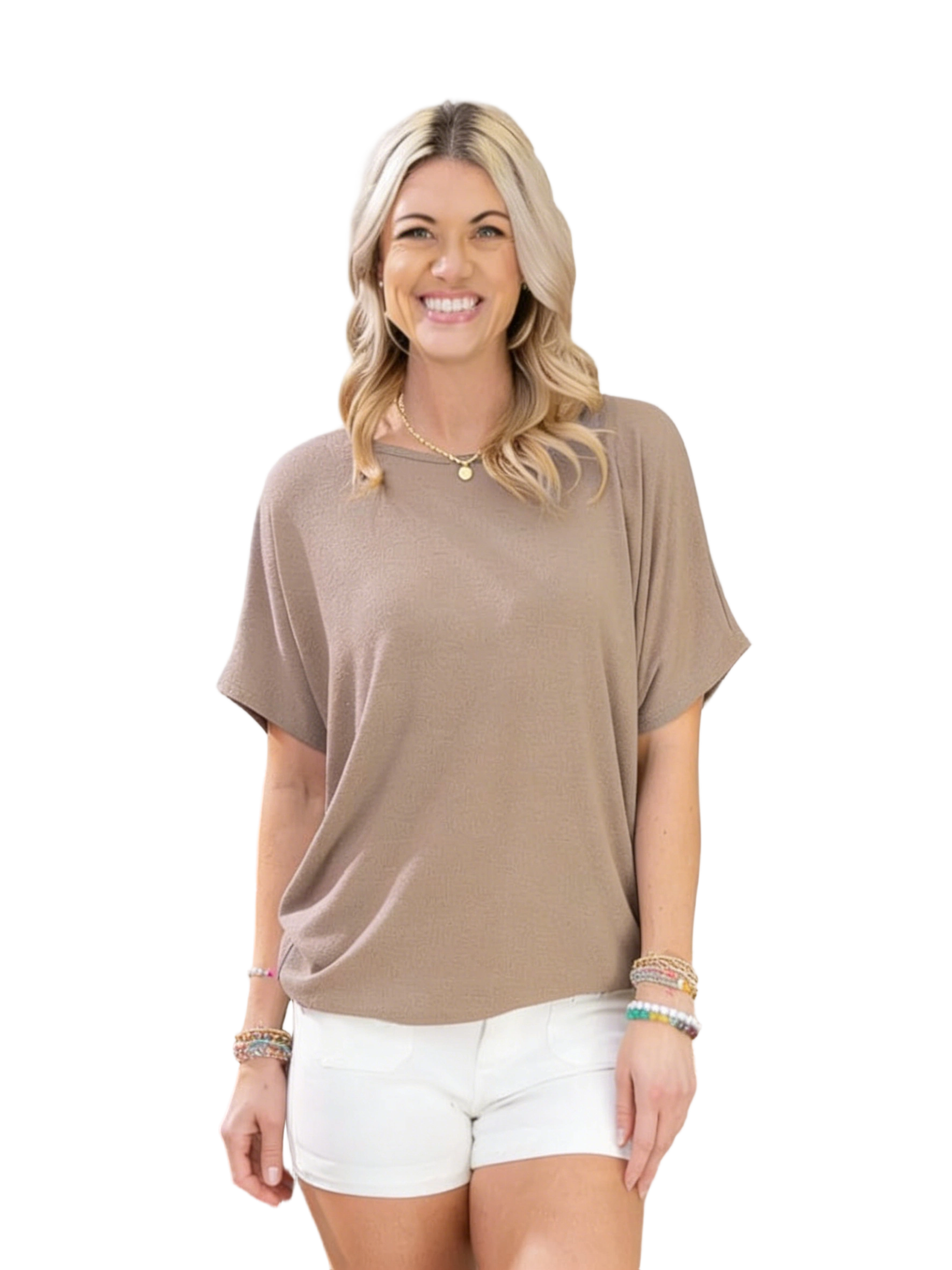 Women's Dreamy Dolman Short Sleeve Knit Top