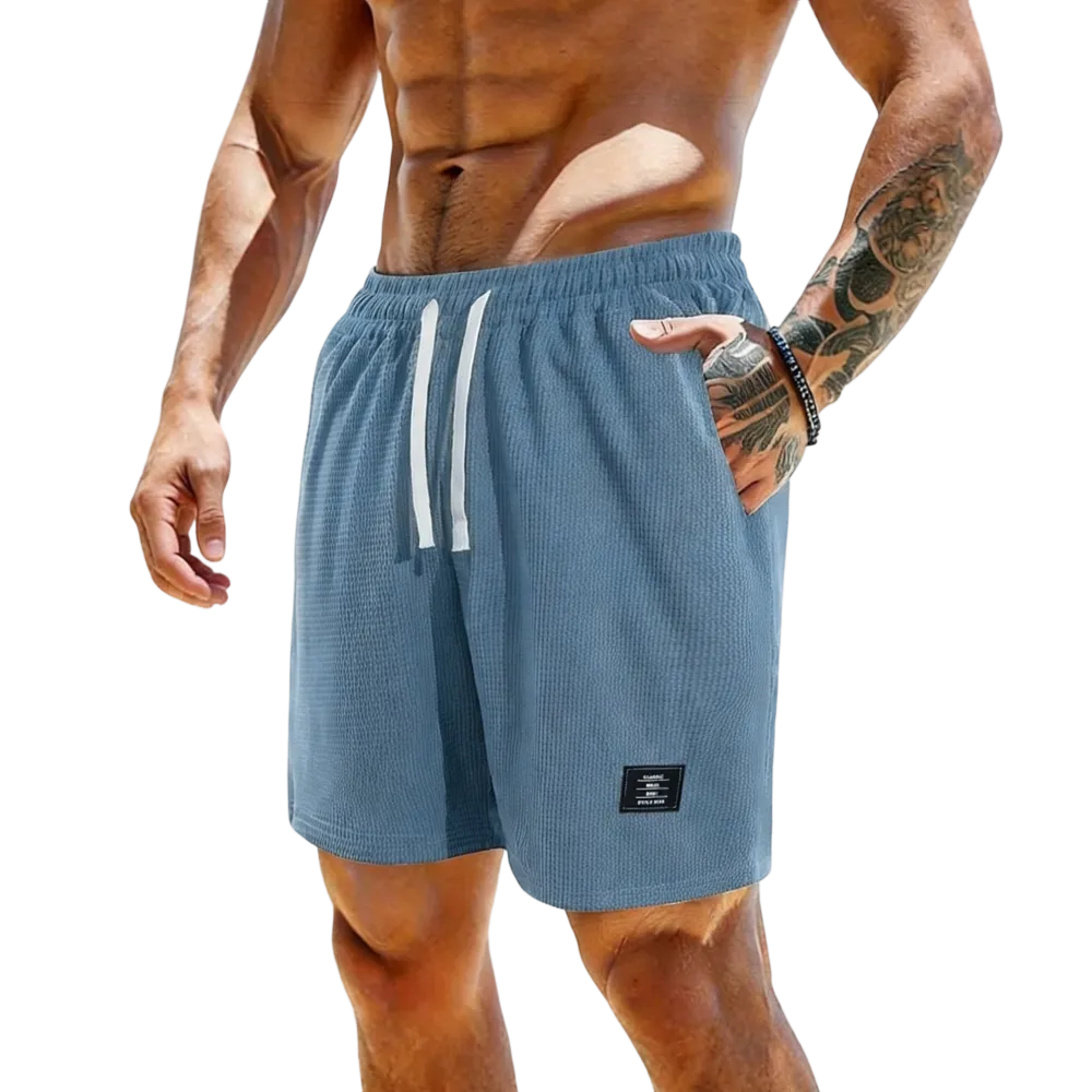 Men’s casual shorts with side pockets and a drawstring elastic waistband