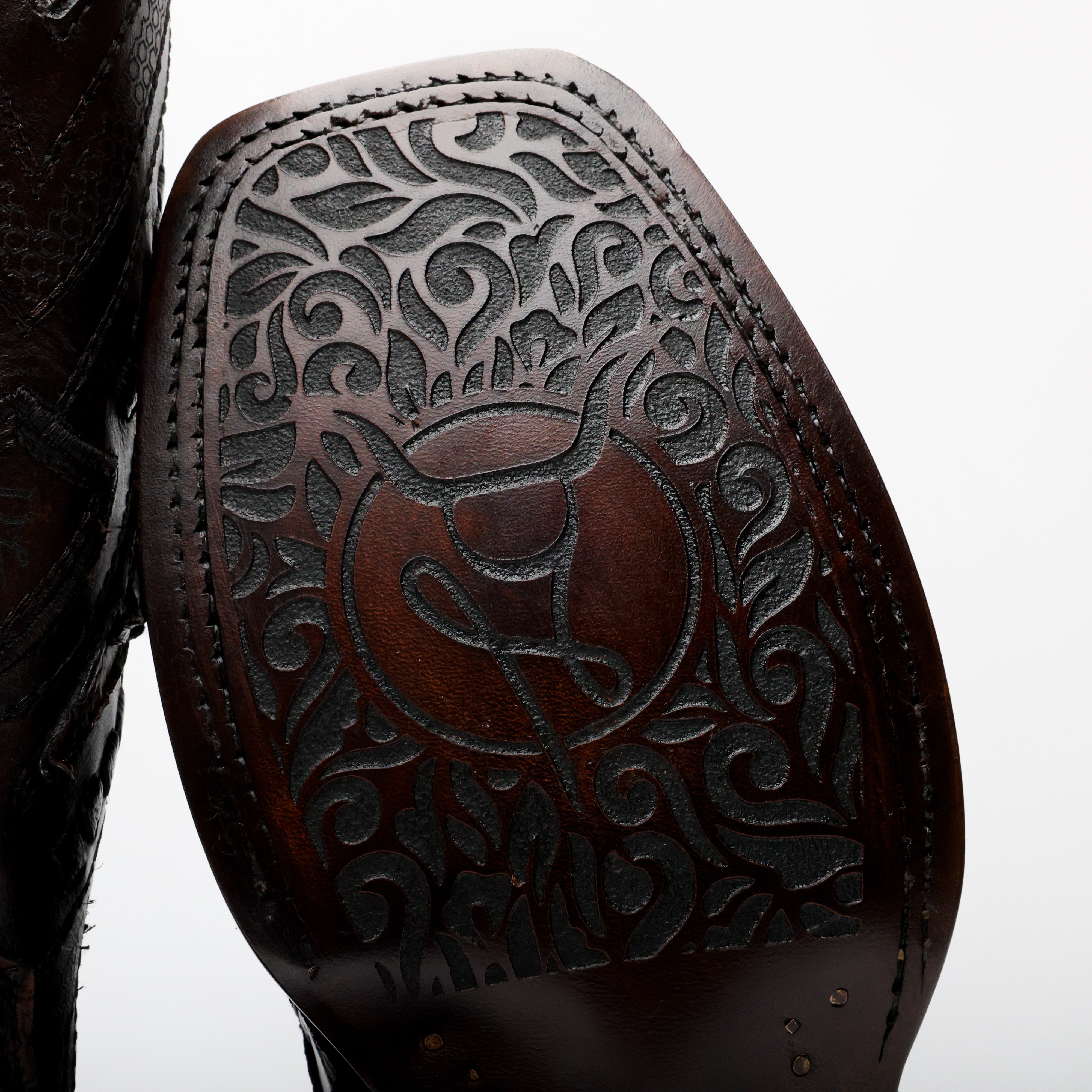 AUTHENTIC Brown Pirarucu Boots - Square Toe