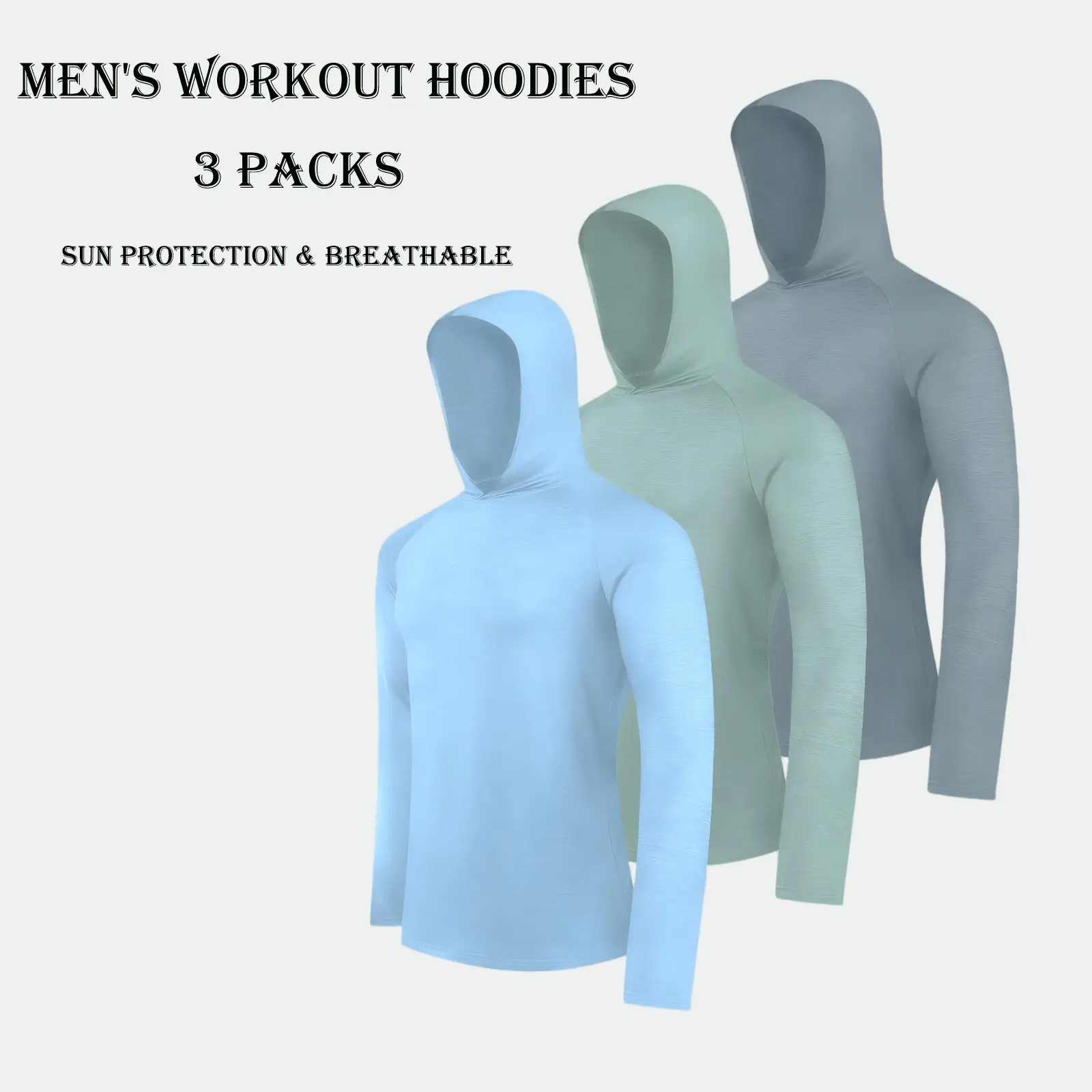 5 Pack Men's Dry Fit Athletic Shirt Long Sleeve Fishing Hoodies Workout Tops For Men UPF SPF Sun Protection