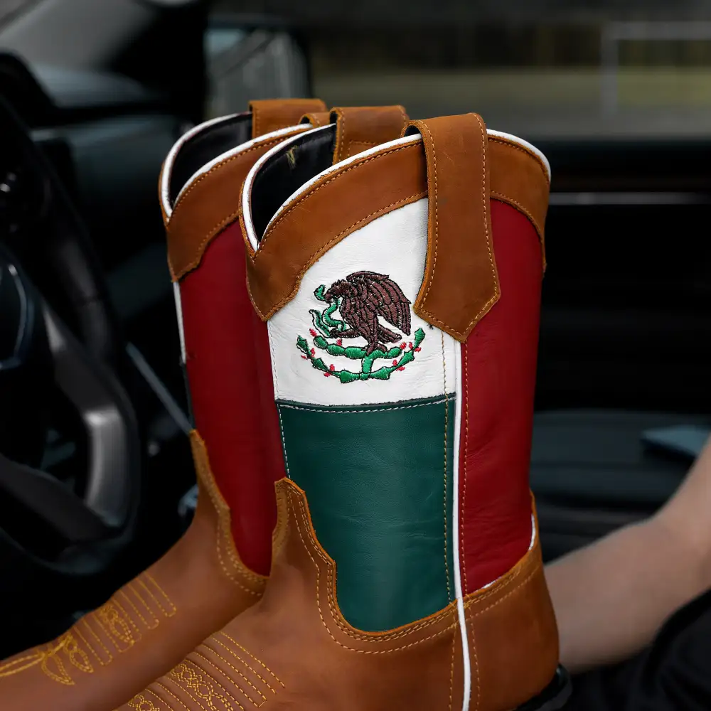 Honey MEXICO Flag Leather Work Boots - Composite Toe