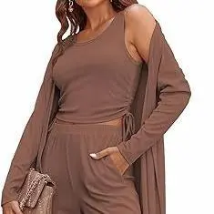 Women's Lightweight Sleepwear 3-Piece Set Sportswear