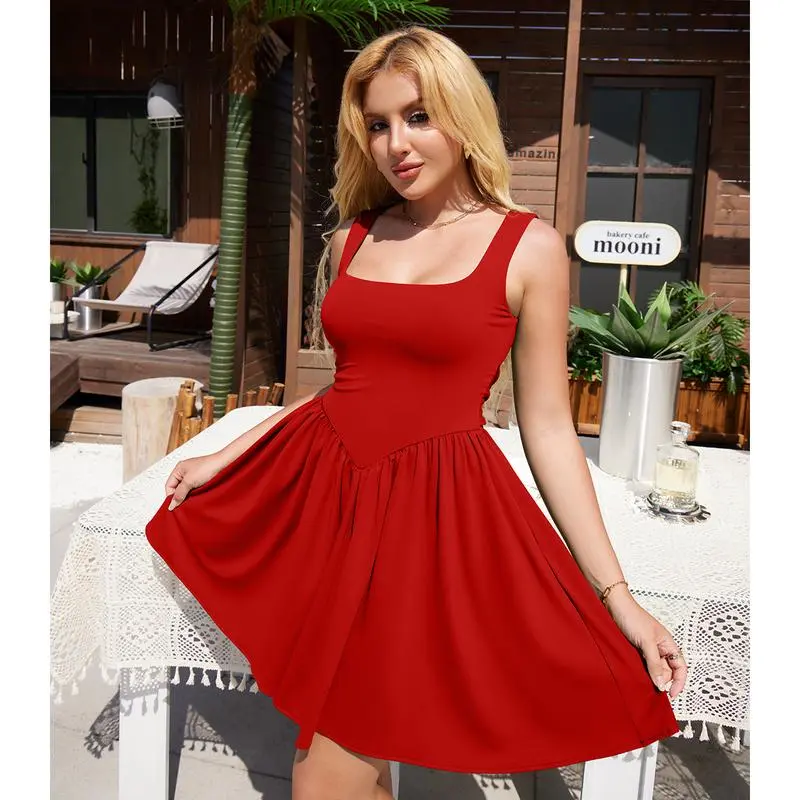 Lady's summer sleeveless V-neck A-line skirt (Just $3 Each!)