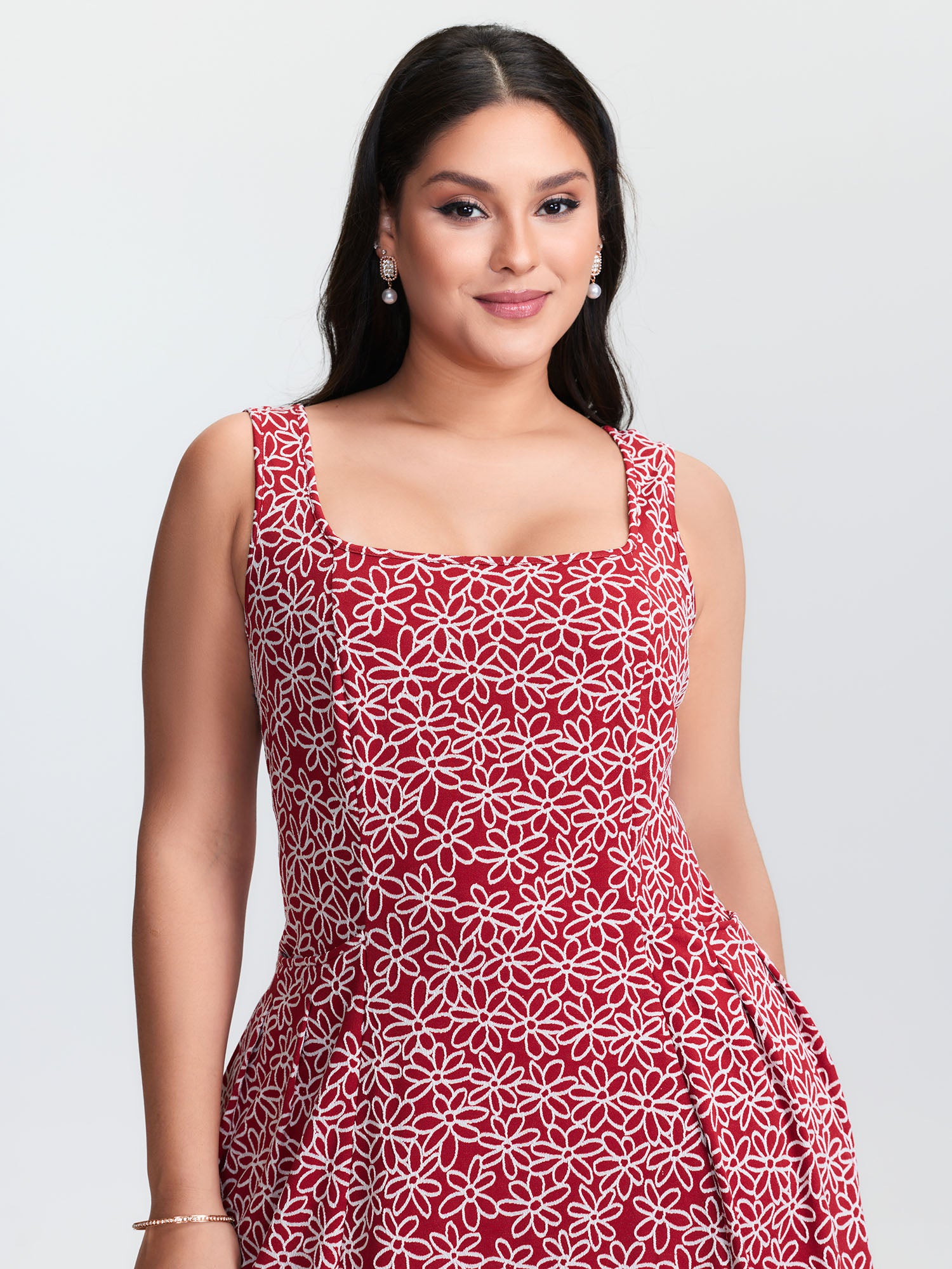 Stretchy Floral Print Cinched-Waist Mini Dress