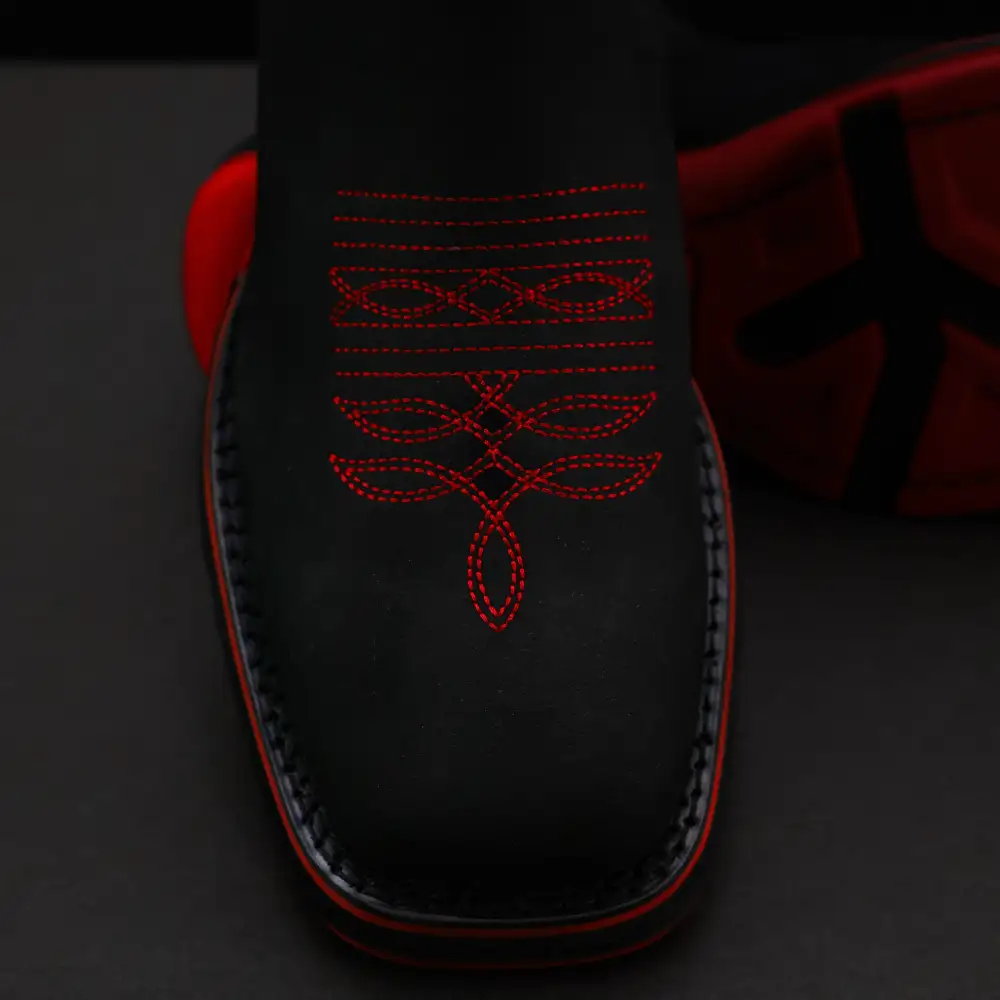 Black Leather Botin With Lightweight Soles - Square Toe