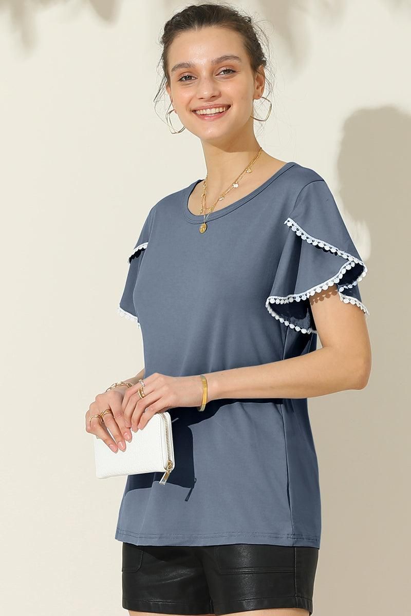 Double Layered Short Sleeve Casual Top