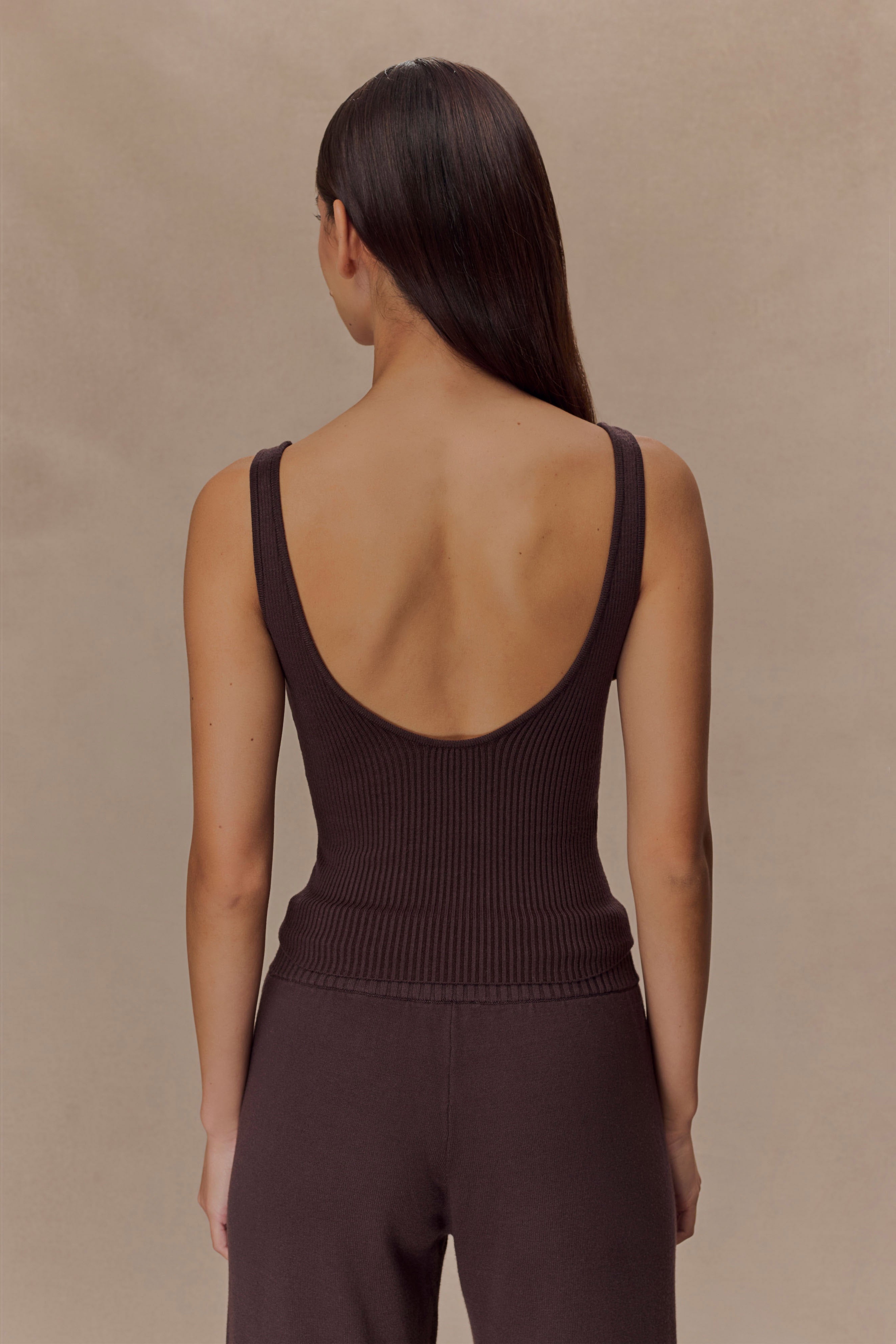 Chocolate Ribbed Knit Cami Top