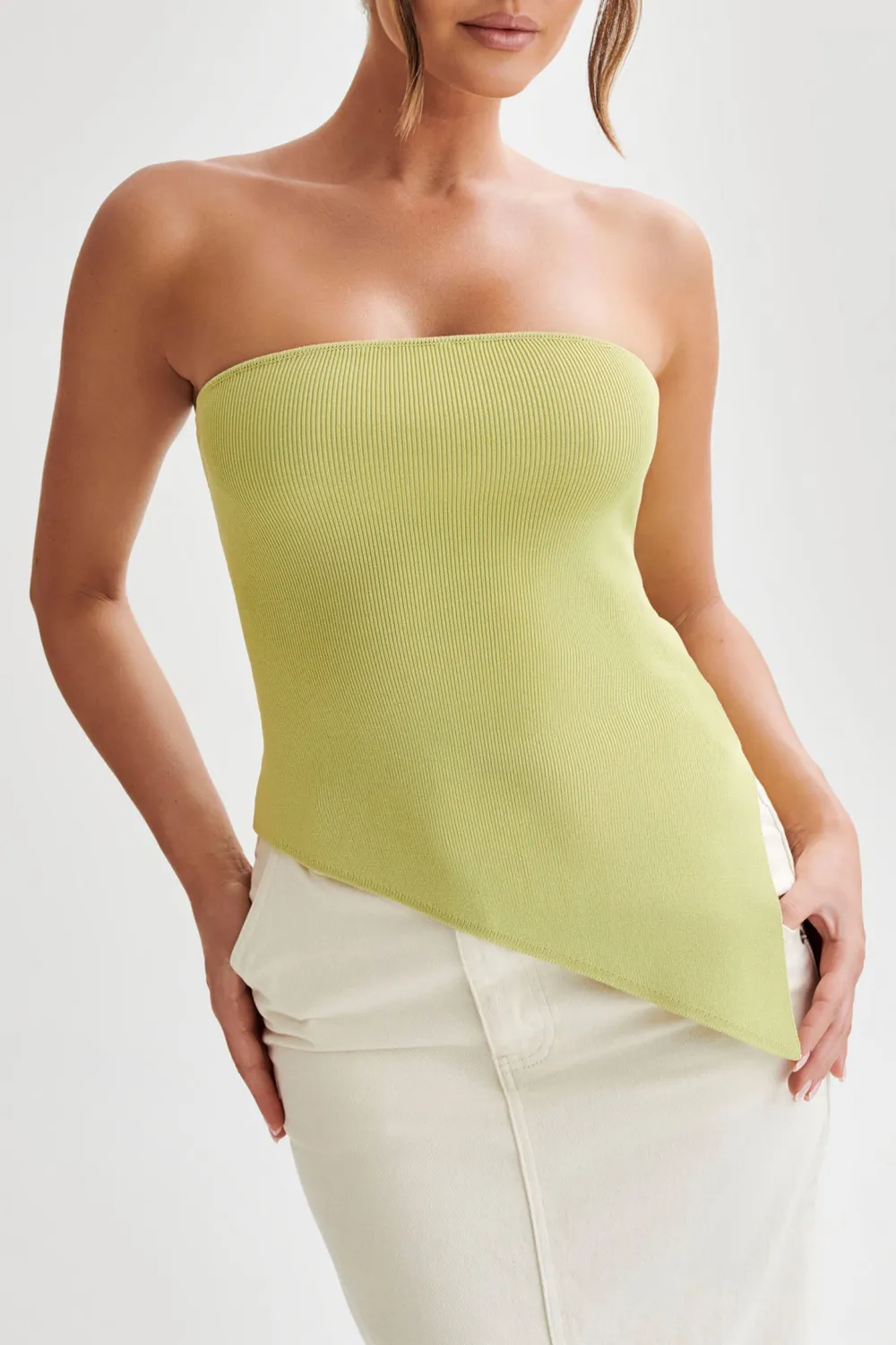 Asymmetrical Strapless Knit Top