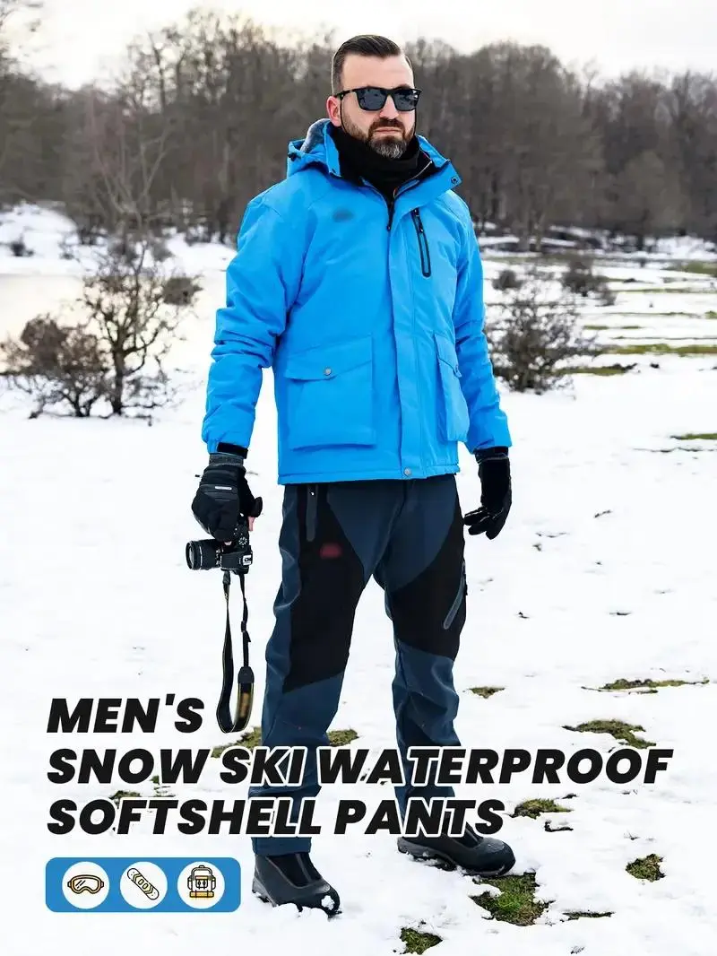 Men's 8-Pack Insulated Waterproof Pant Windproof Warm Fleece Lined Ski Trousers