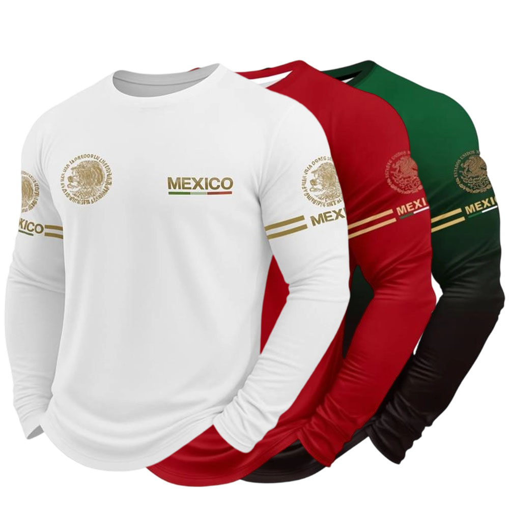 Men's 3D Print Long Sleeve T-Shirt, Breathable Comfort, Fitted Crop Top, All Seasons Wear