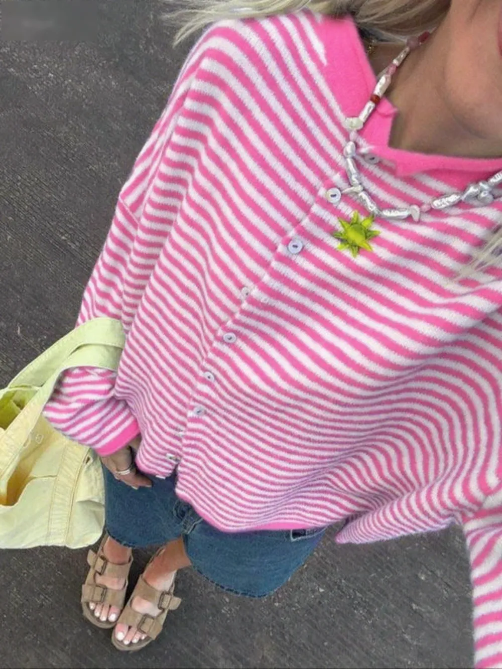 Women's Striped Sweater Cardigan