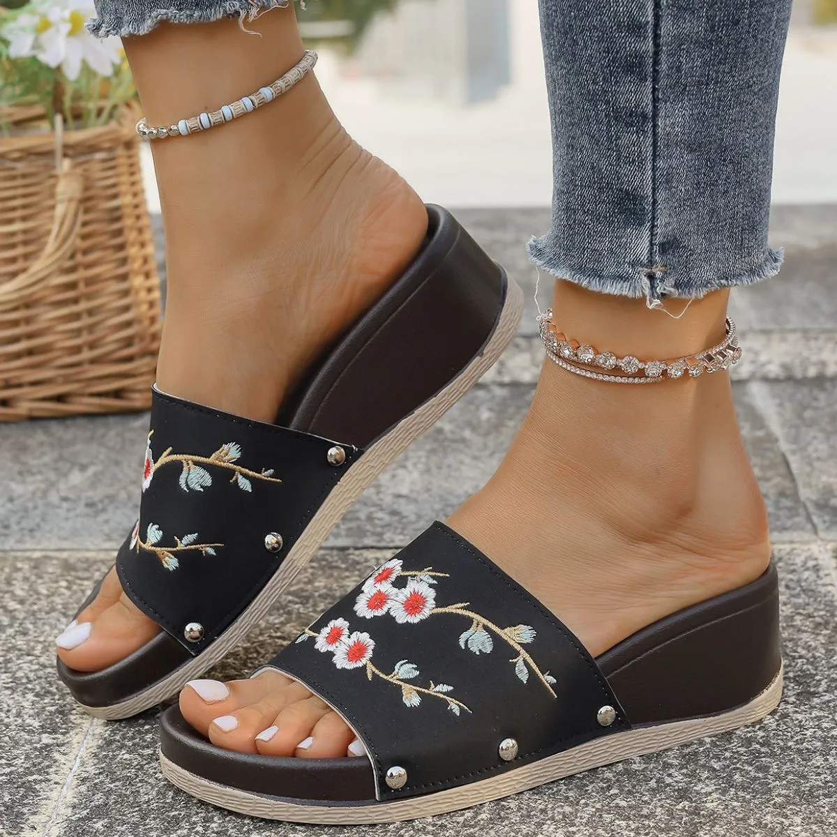 Open Toe Wedge Sandals (multiple color options)