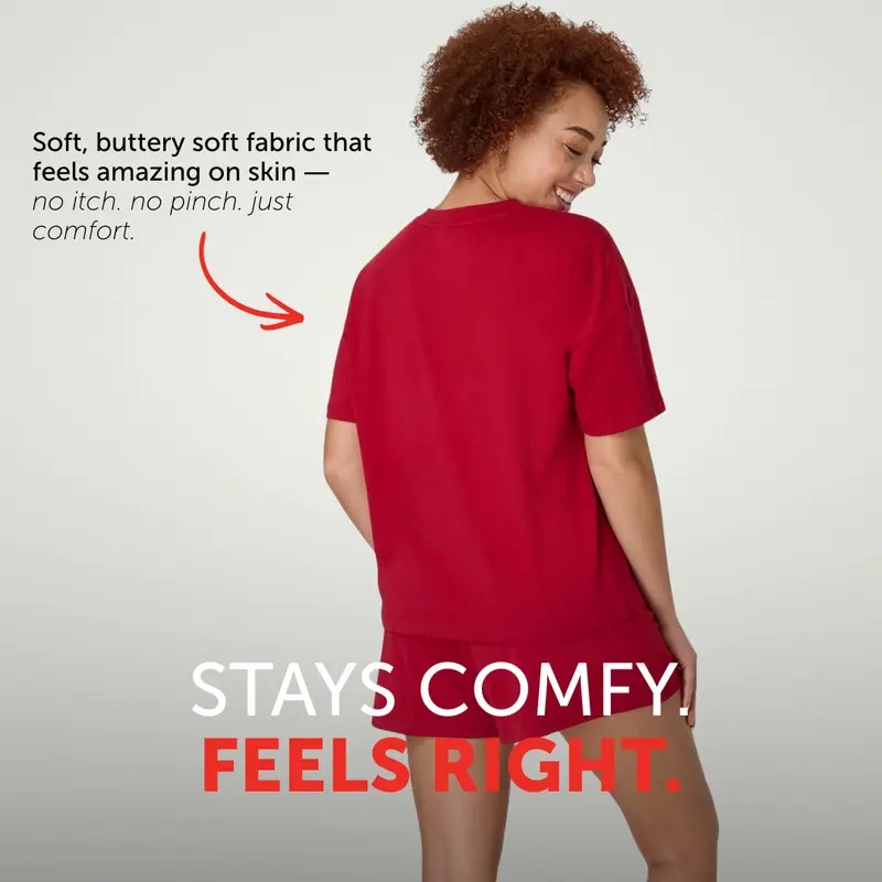 💝Last day promotion⏰Supersoft 2-Piece Lounge Set: Boxy Tee & Sleep Shorts – Breathable, Stretch Fit for Women