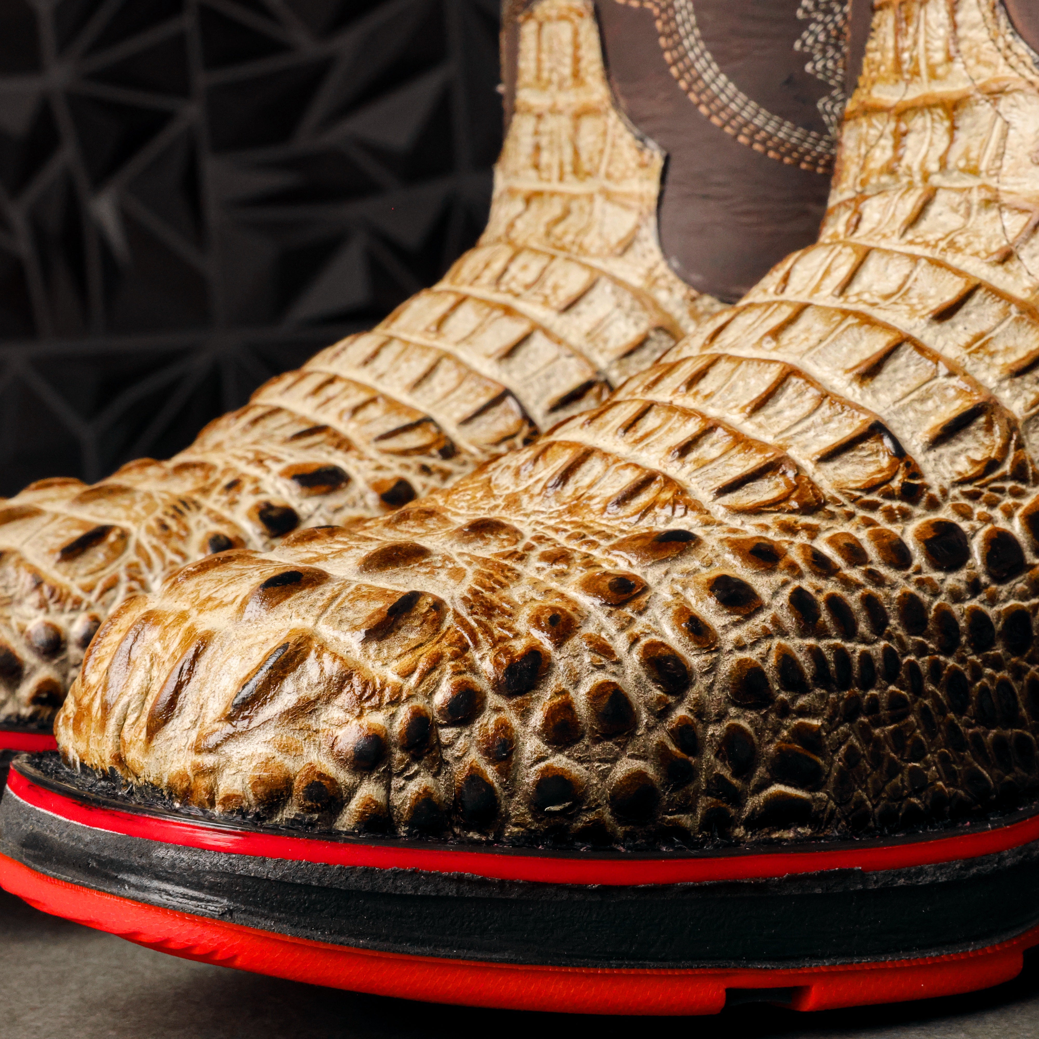 Desert Two-Tone Caiman Belly Leather Boots With 3D Lightweight Sole - Composite Toe
