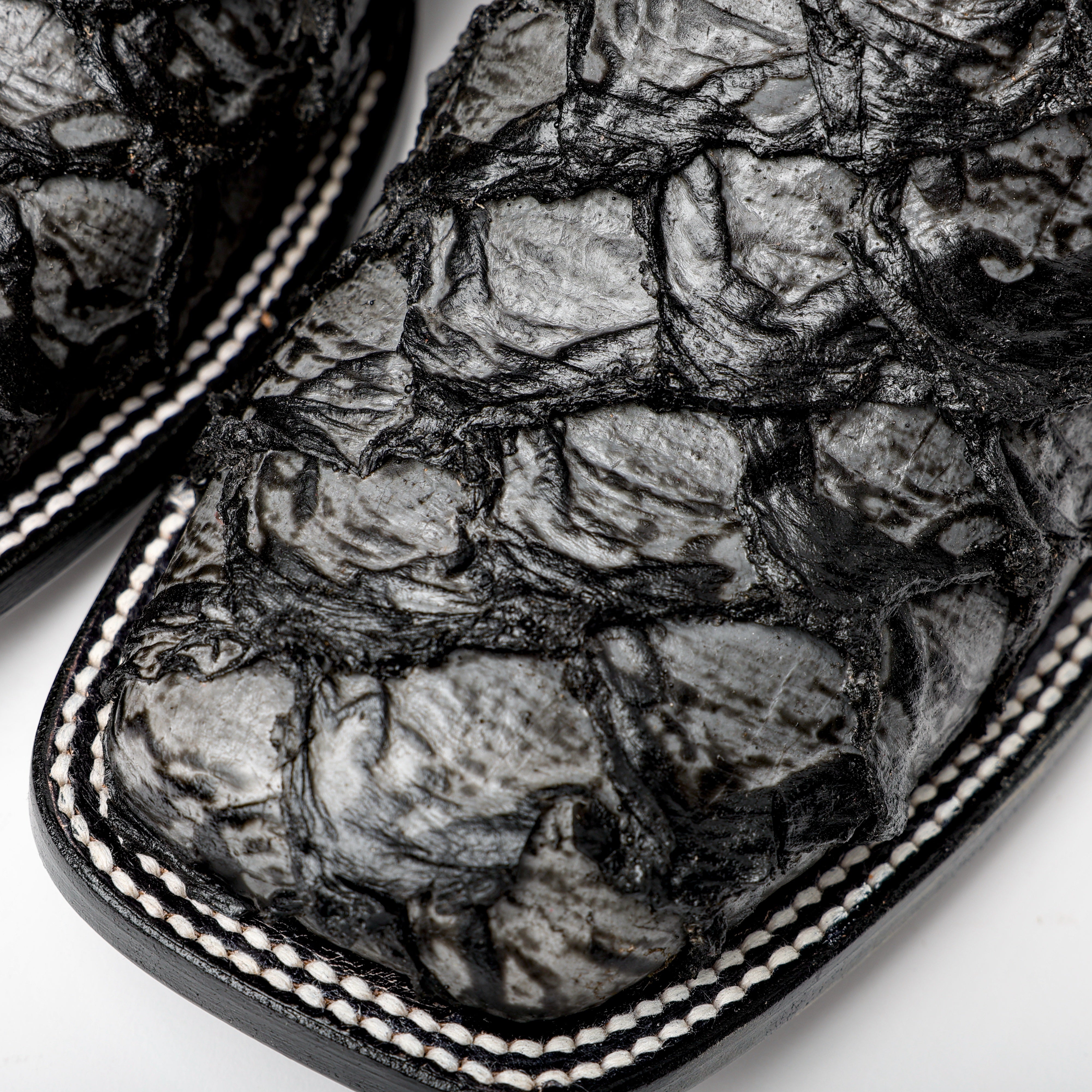 Grey Jumbo Pirarucu Leather Boots - Square Toe