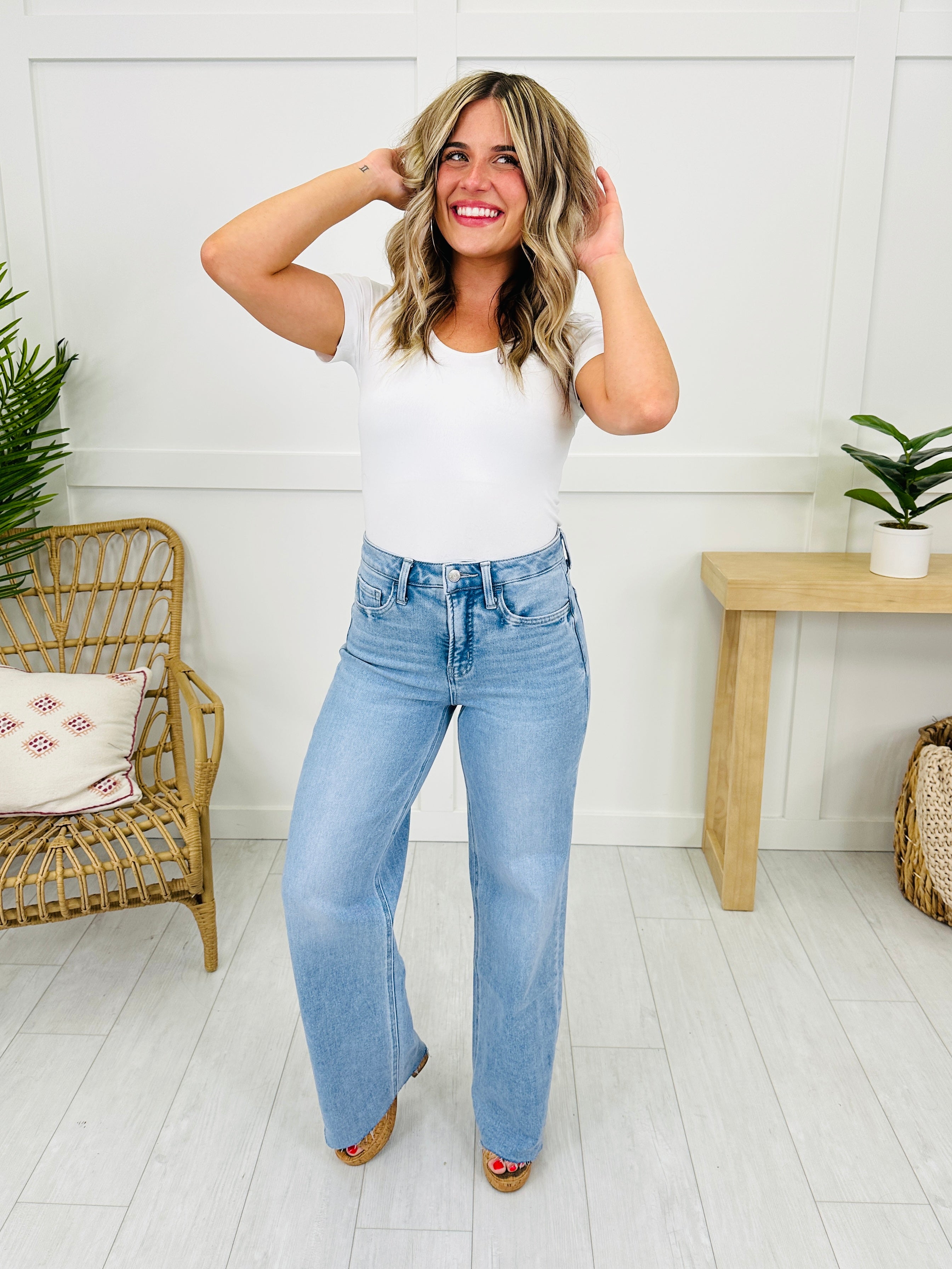 Dream of Me Tummy Control Slim Wide Leg Jeans