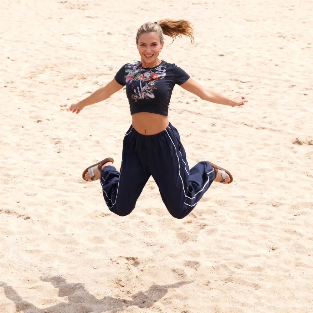 Women's Parachute Wideleg Baggy Pants Elastic Waist Casual Track Trousers