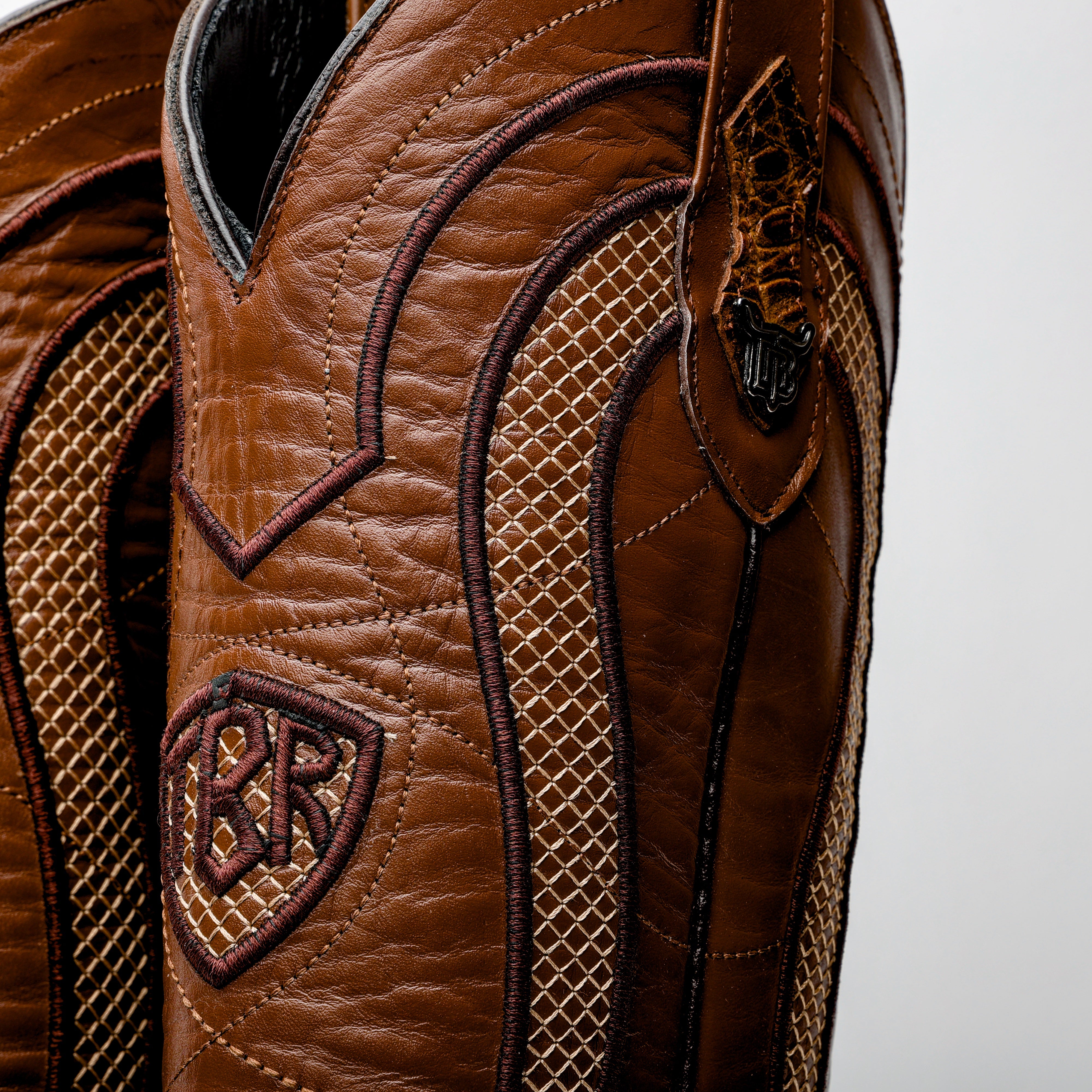 Honey Caiman Belly Leather Boots - Square Toe