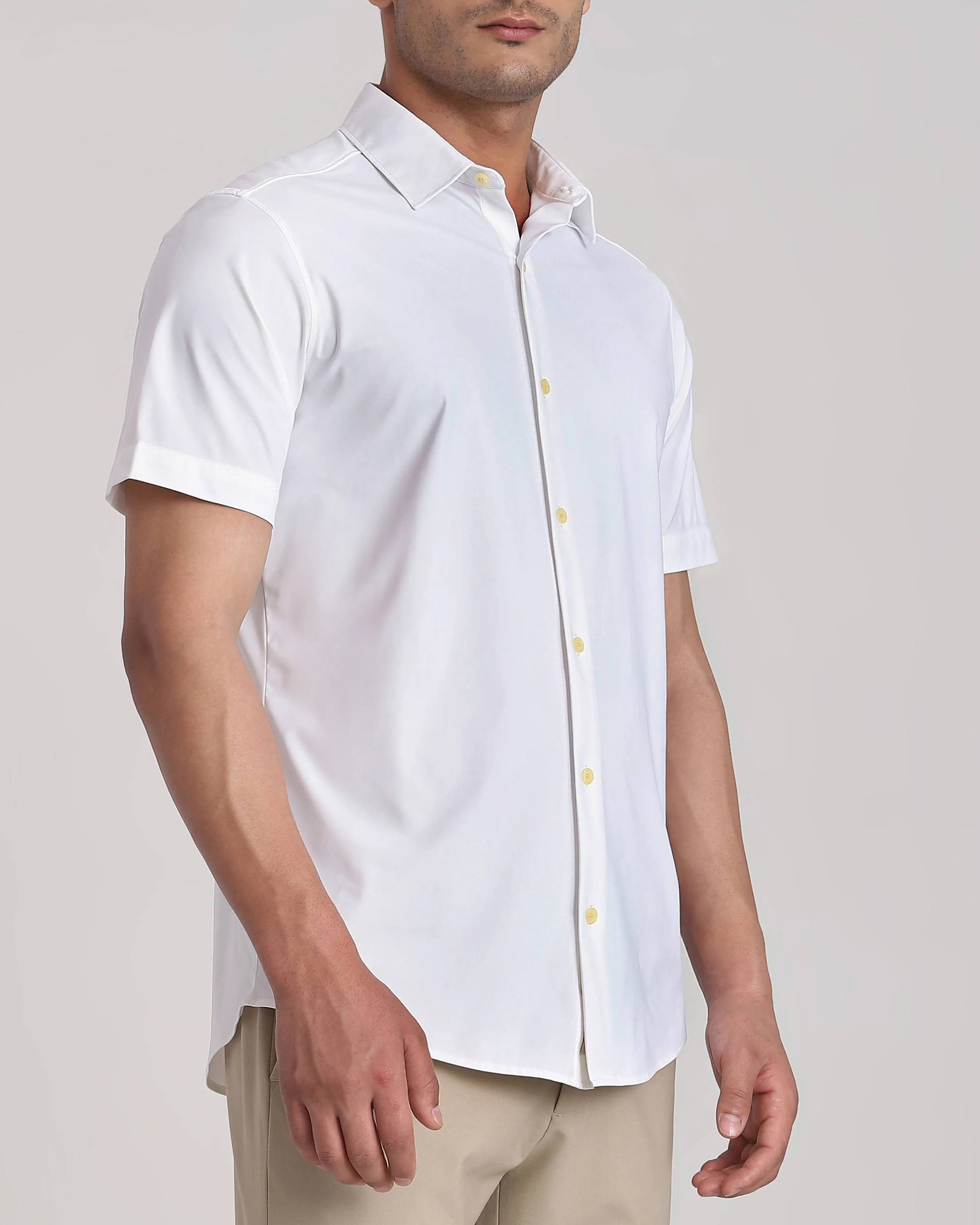 Leisure Simple Slim-Fit Breathable White Shirt