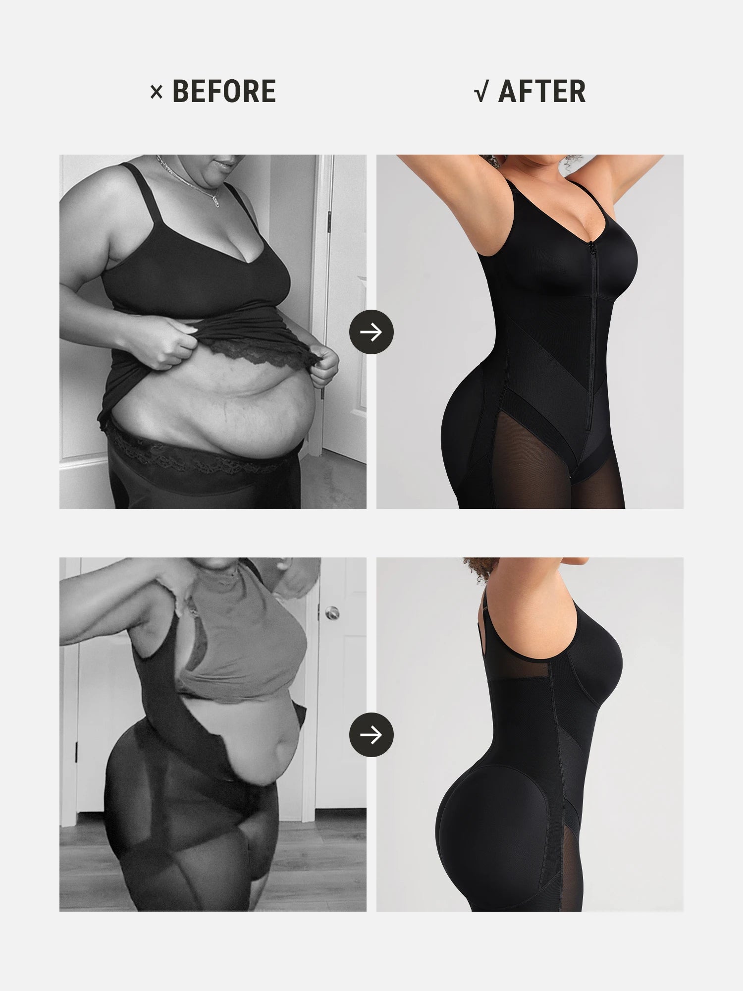 Feelingirl Full-Coverage Chest Faja Tummy Control Butt Lift Bodysuit