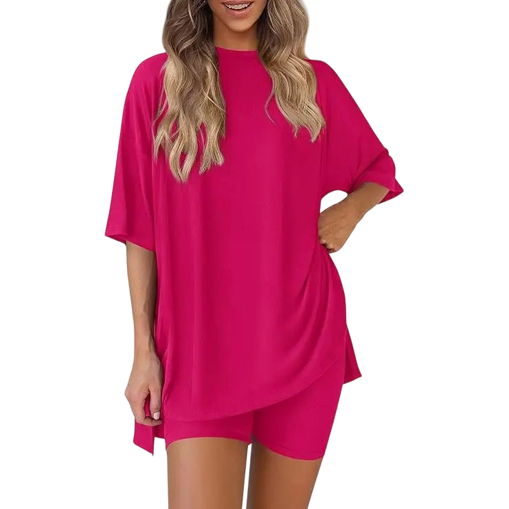 Women’s Oversized Tee & High-Waisted Biker Shorts Set