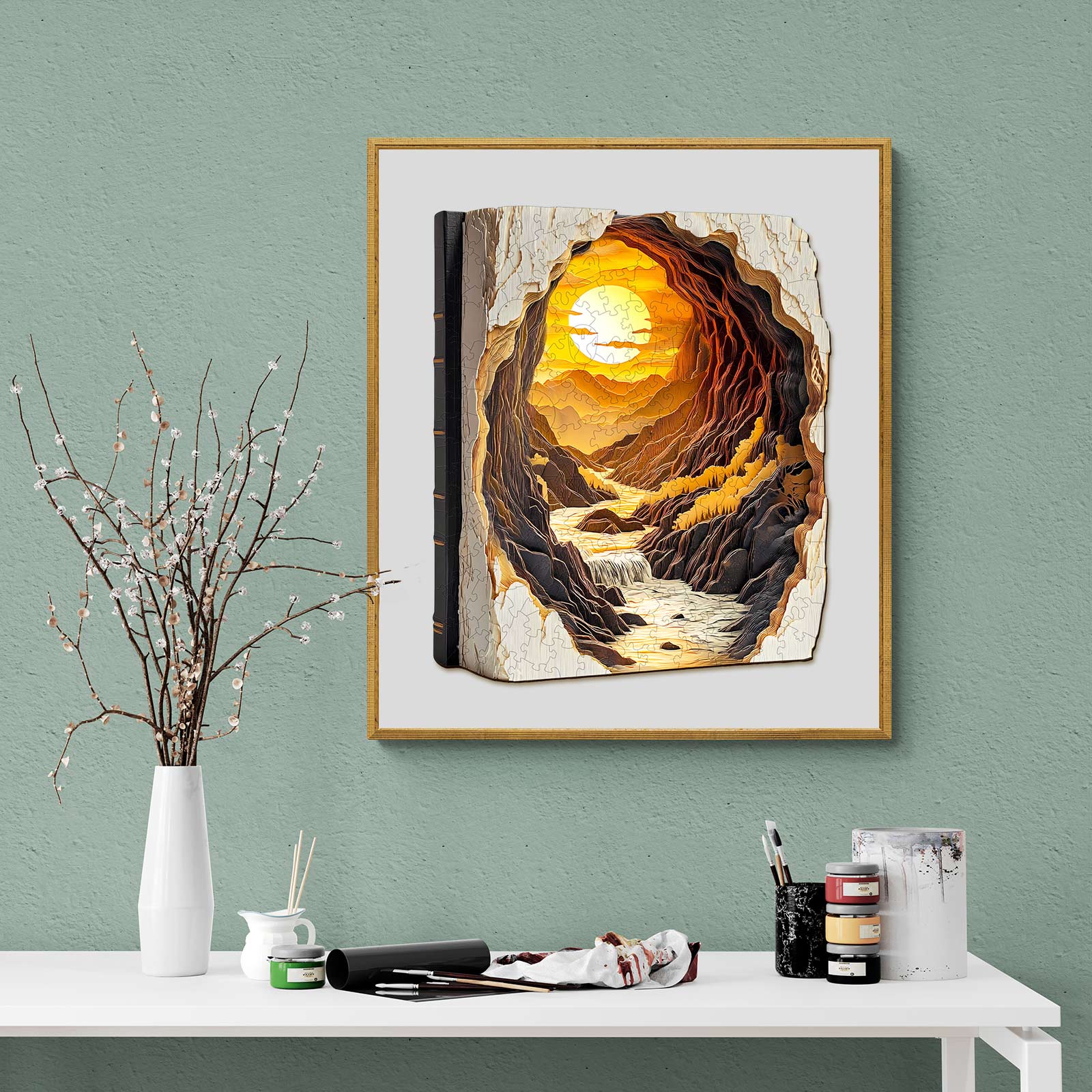 Sunset in a Book Wooden Jigsaw Puzzle