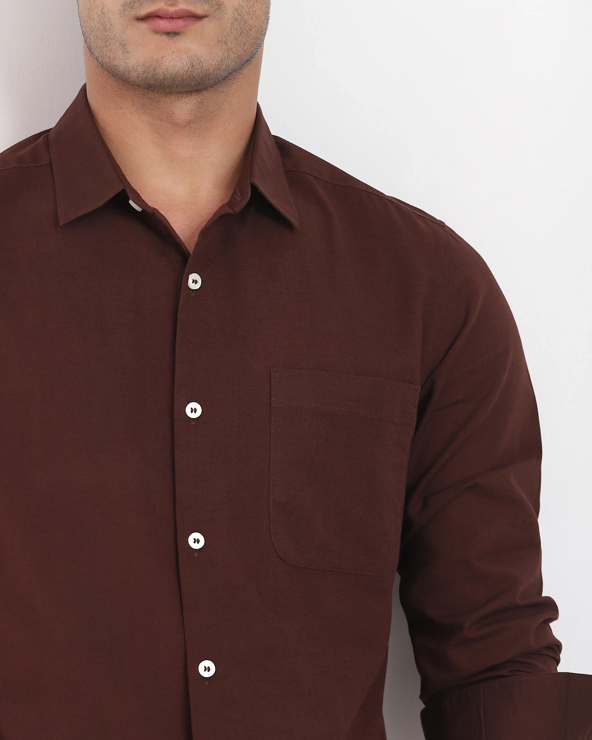 Leisure Simple Daily Slim-Fit Breathable Maroon Shirt