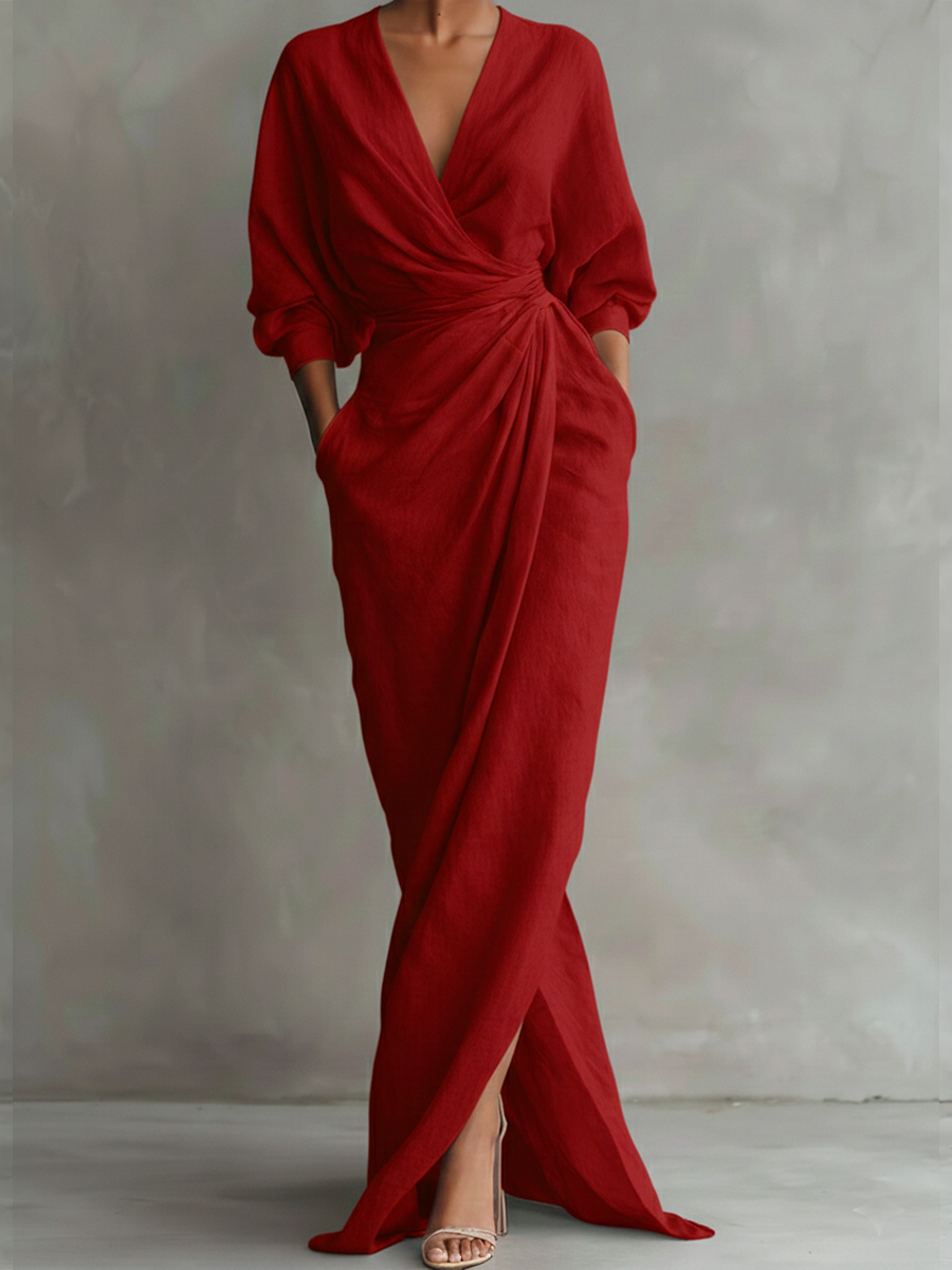 Women's Linen And Cotton Extra-long Dress