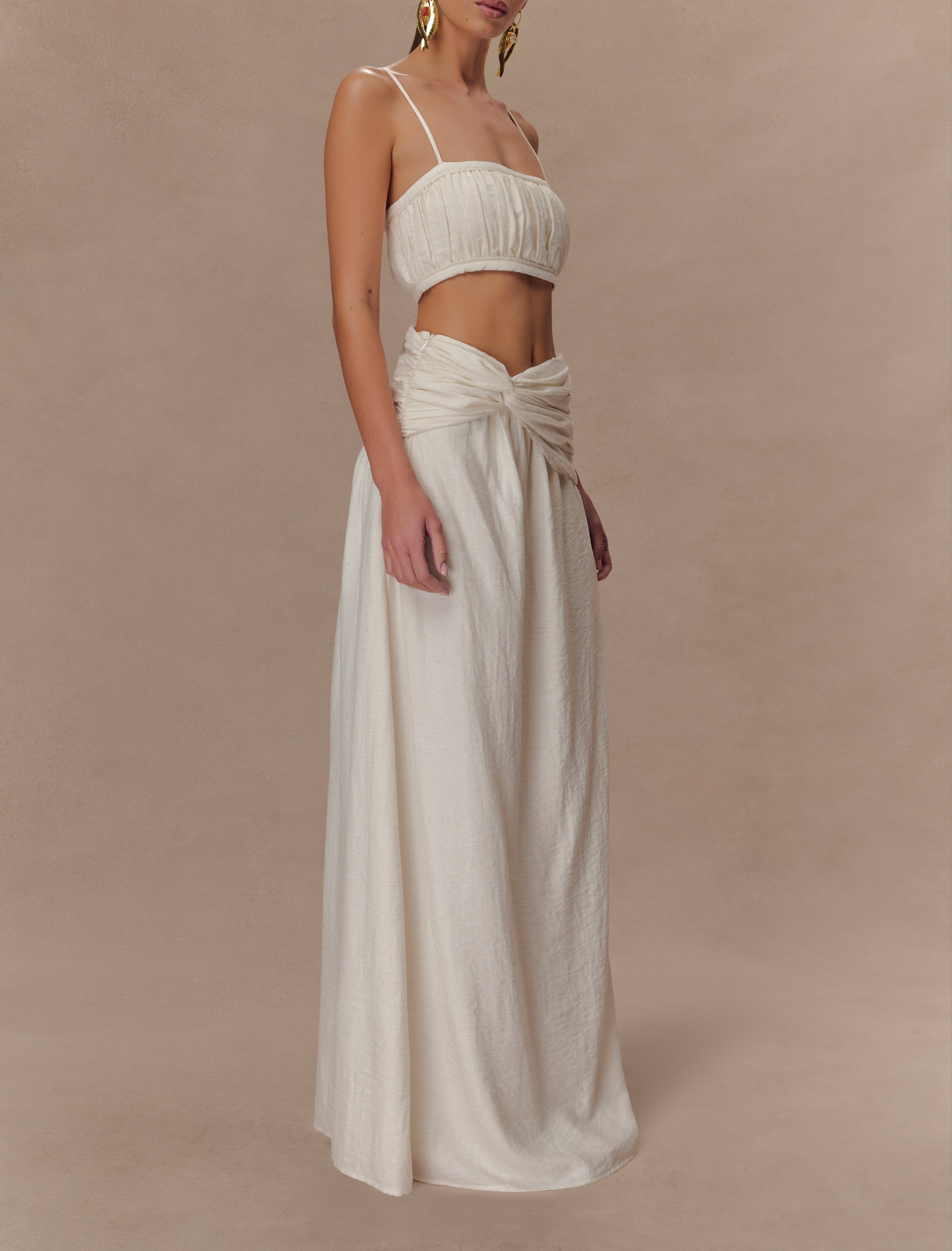 Marle Shirred Linen Bandeau