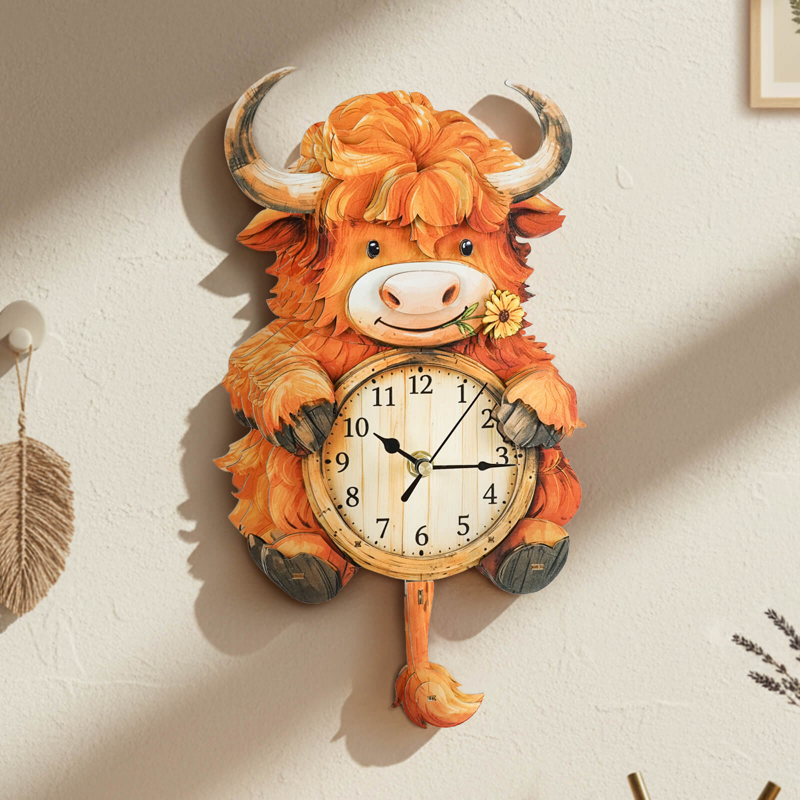 Highland Cattle â€“ DIY Wooden Clock, 3D Puzzle Craft Kit