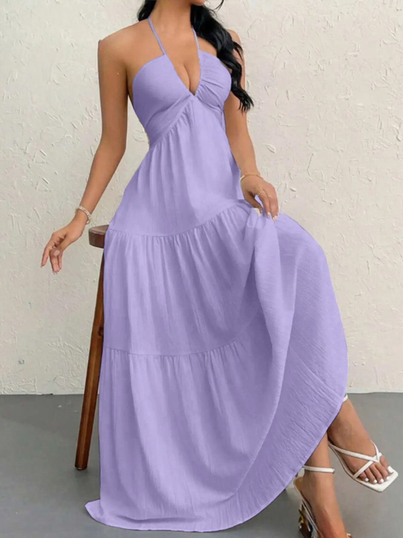 Women's Solid-Color Dress  Casual, Loose-Fit, Sleeveless Dress & Ideal for Beach Vacations