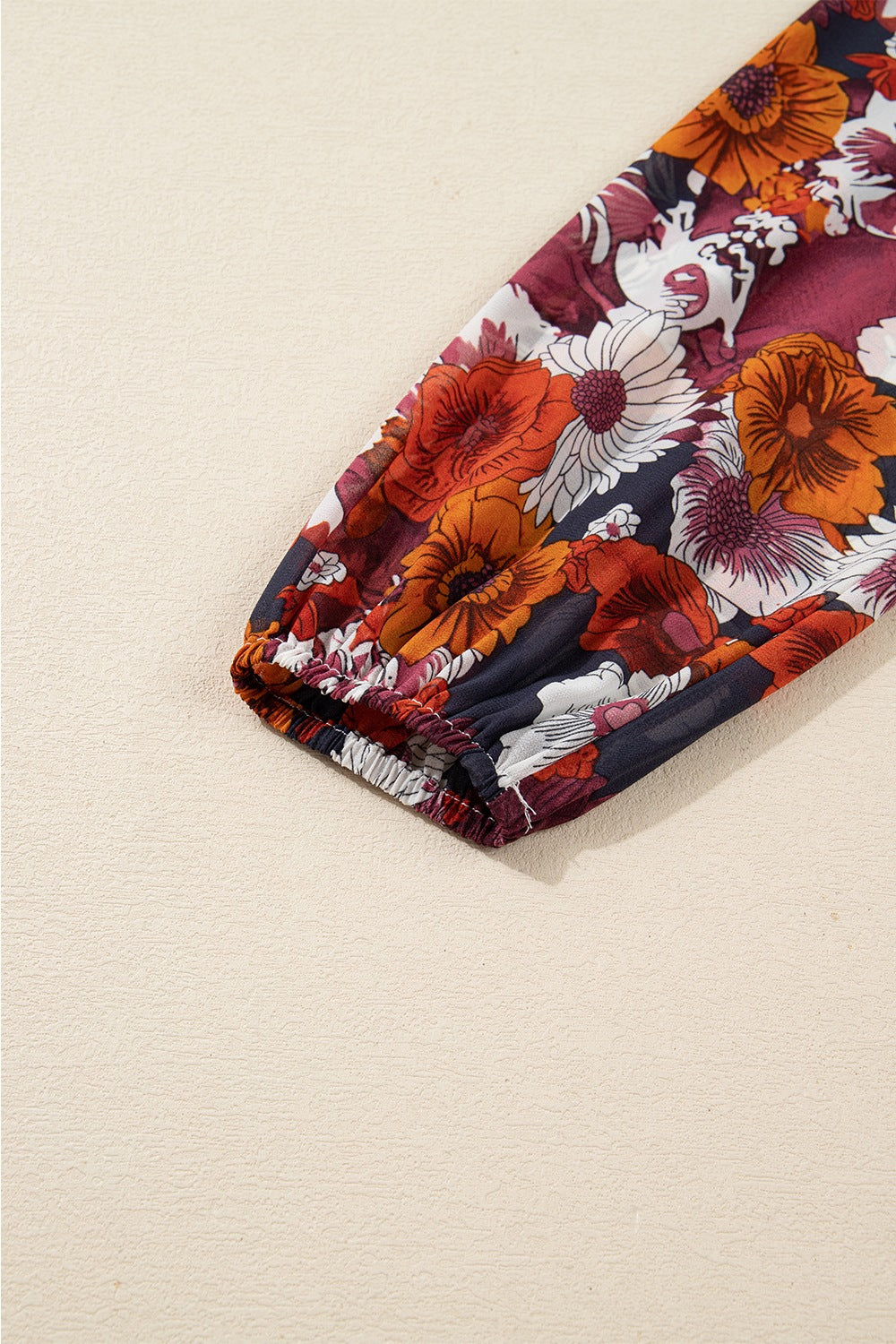 Floral Print Wrap V Neck Puff Sleeve Flowy Mini Dress