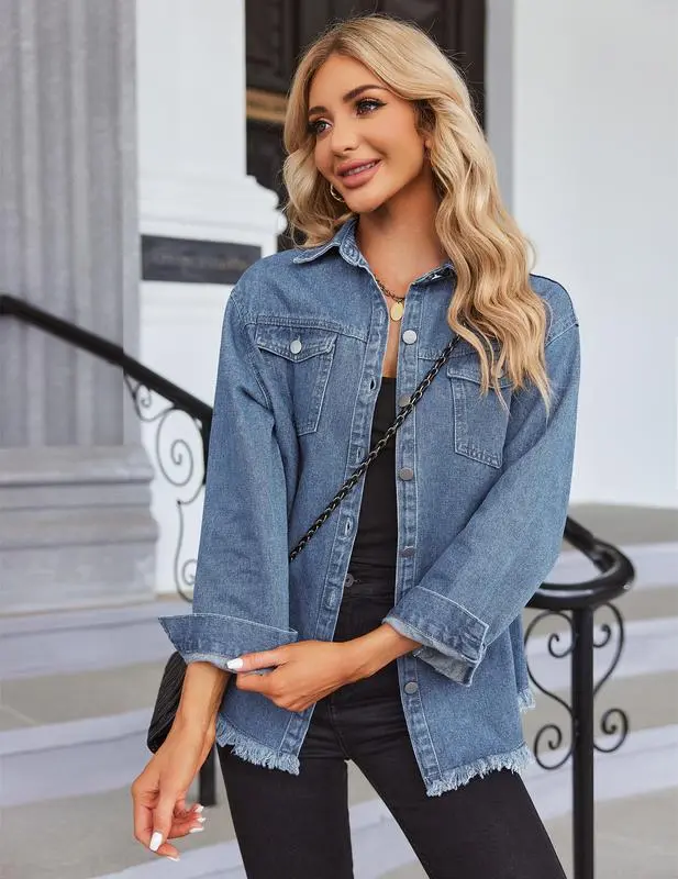 Denim Jean Jacket Casual Long Sleeve Pockets