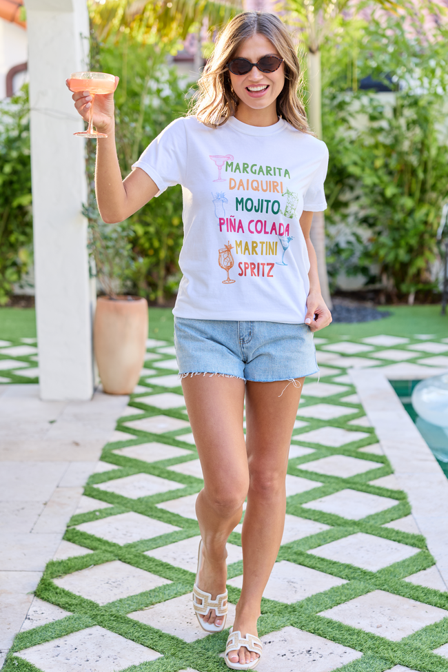 Drink List White Graphic Tee