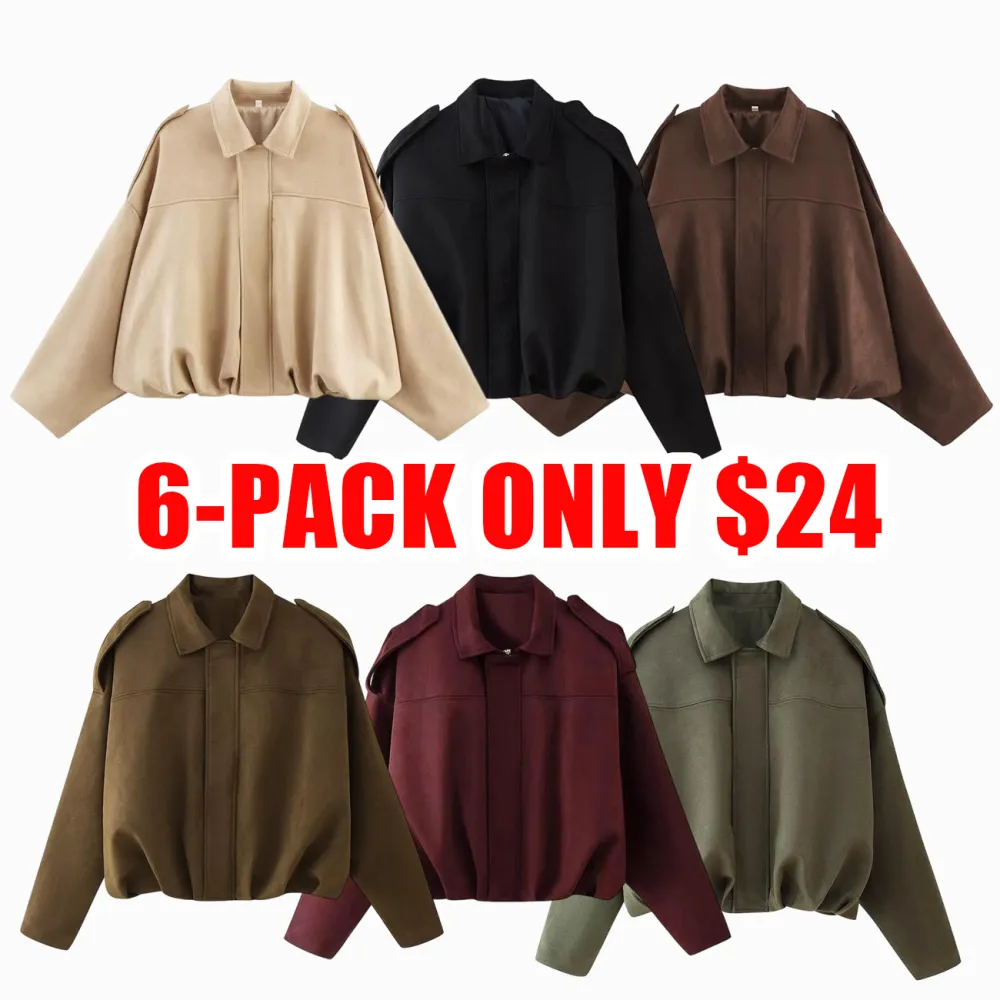 Women's Vintage Zip-Up Collared Jacket – Cozy Oversized Fall & Winter Outerwear