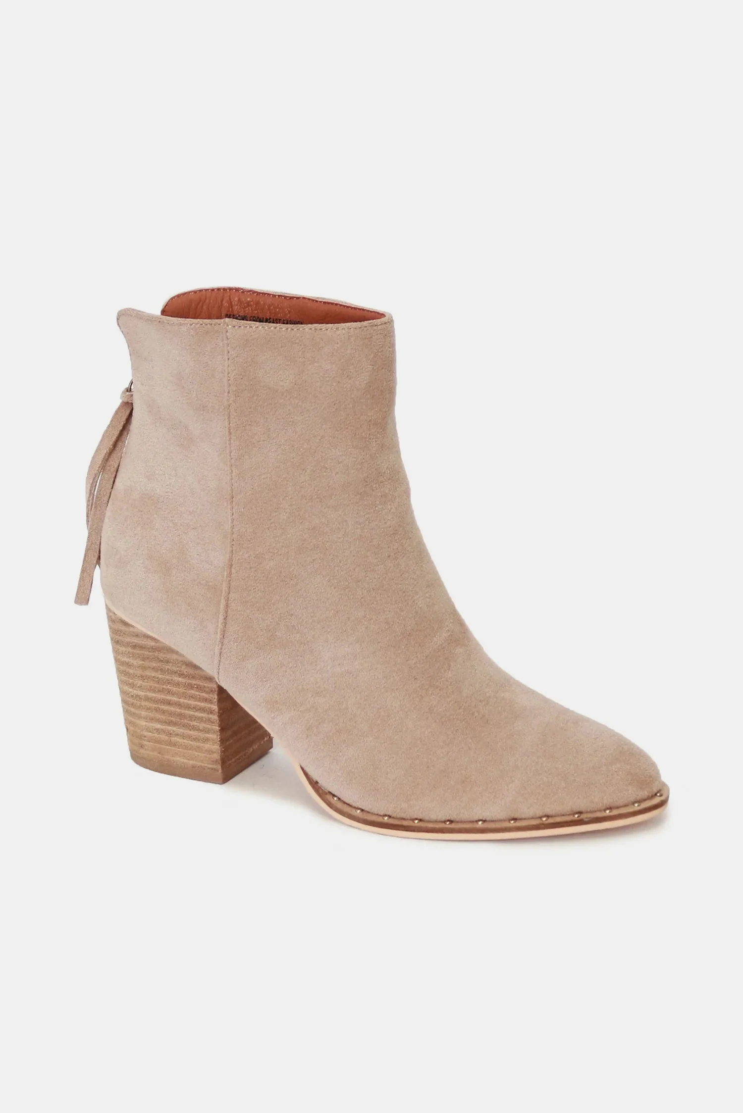 Suede Point Toe Ankle Booties in Taupe
