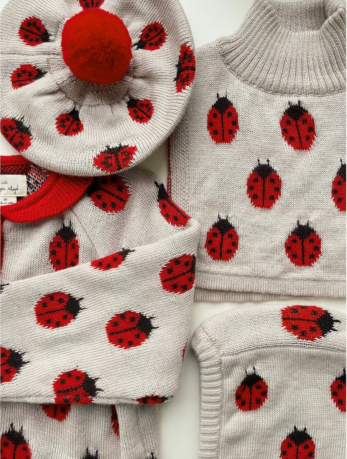 belou knit cardigan - ladybug