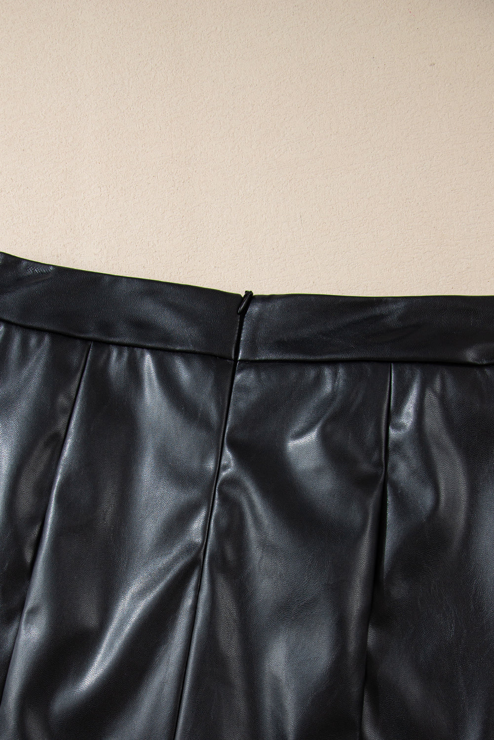 Black Pu Leather Side Slits Slim Fit High Waist Mini Skirt