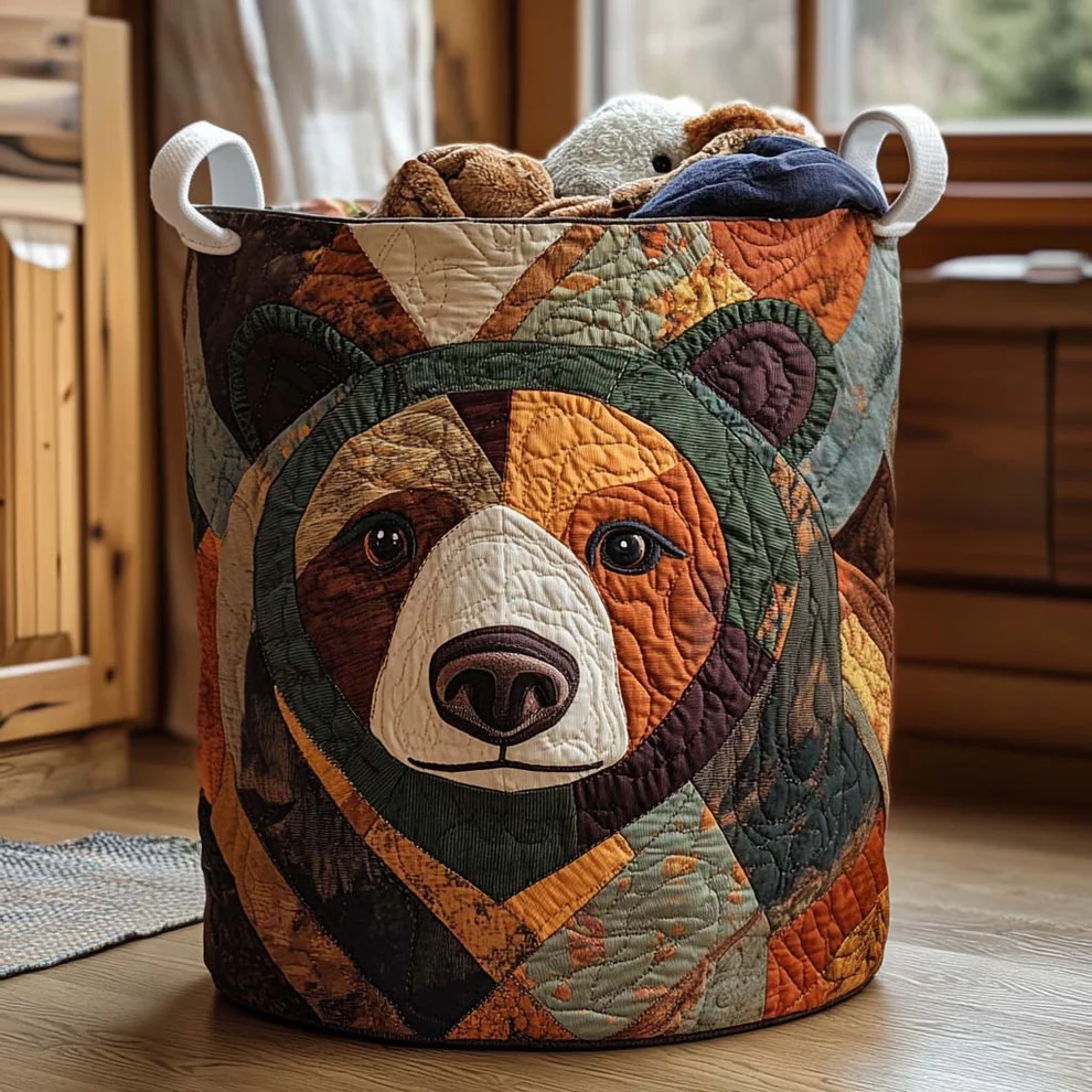 Hot Seller Scenic and Animal-Themed Quilted Laundry Baskets |  Sun  Dog  Flower  Fish  Bear