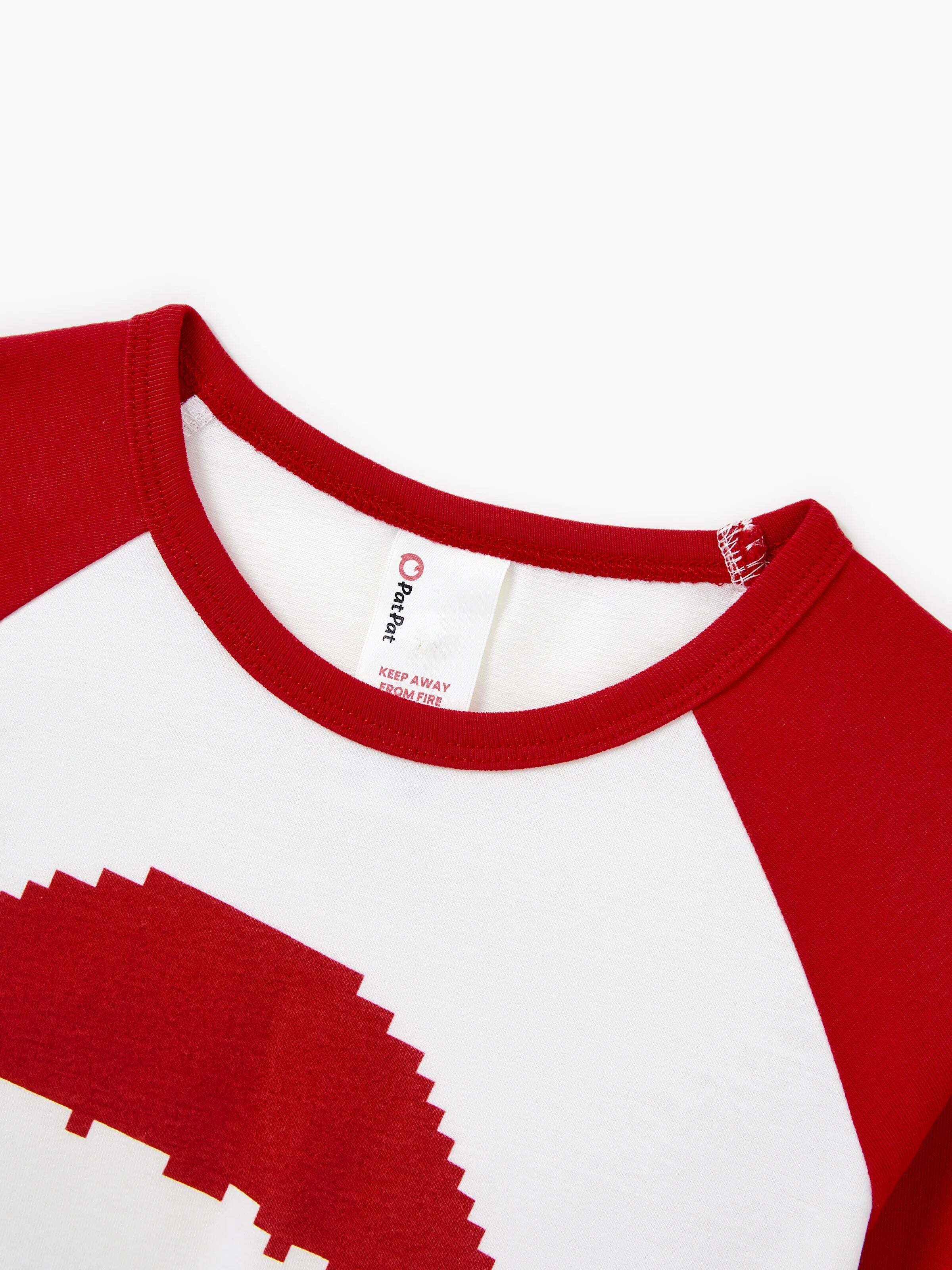 Christmas Matching Family Pajamas Set Gingerbread Print Long-sleeve PJS with Christmas Socks Red