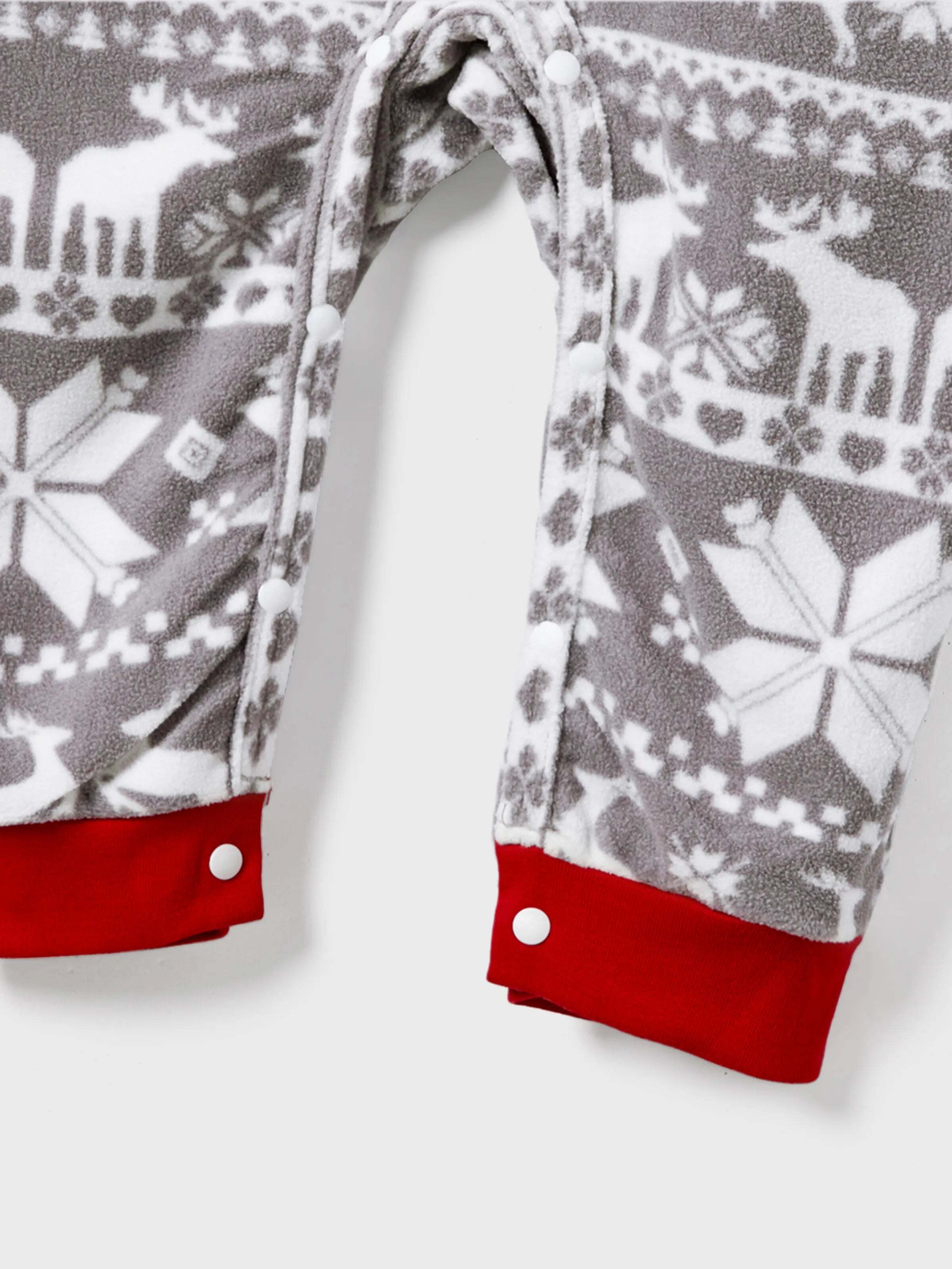 Christmas Family Matching Letters Embroidered Long-sleeve Hooded Fleece Pajamas Sets with Christmas Socks White