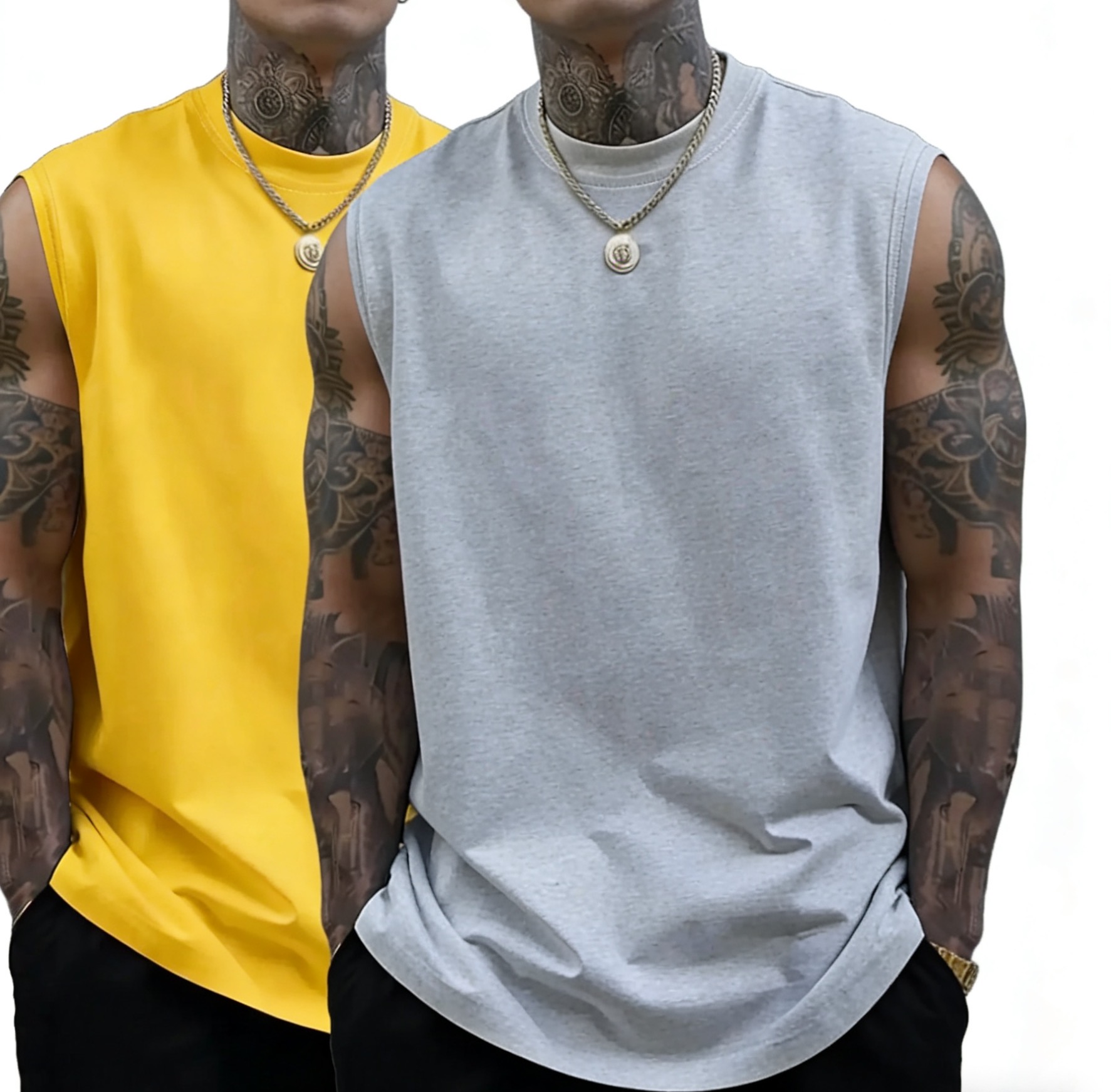 Men's Solid Color Crew Neck Tank Top