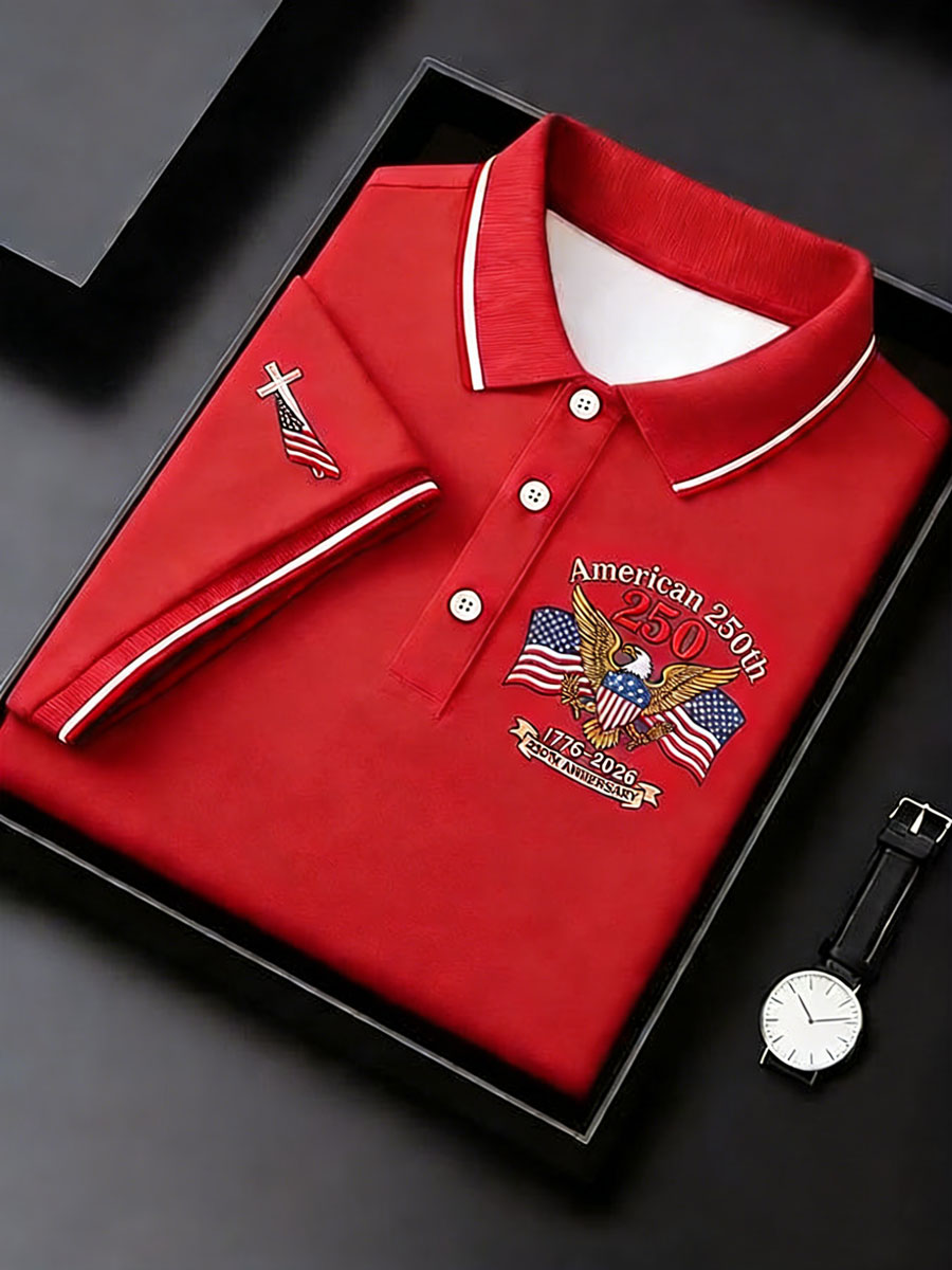 Men'S American 250Th Print Commemorative Polo Shirt