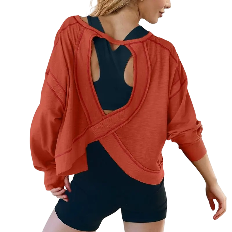 Women's Open Back Tops Y2K Short / Long Sleeve Workout Shirts Casual Yoga Athletic Gym Slouchy Crop Running Tees