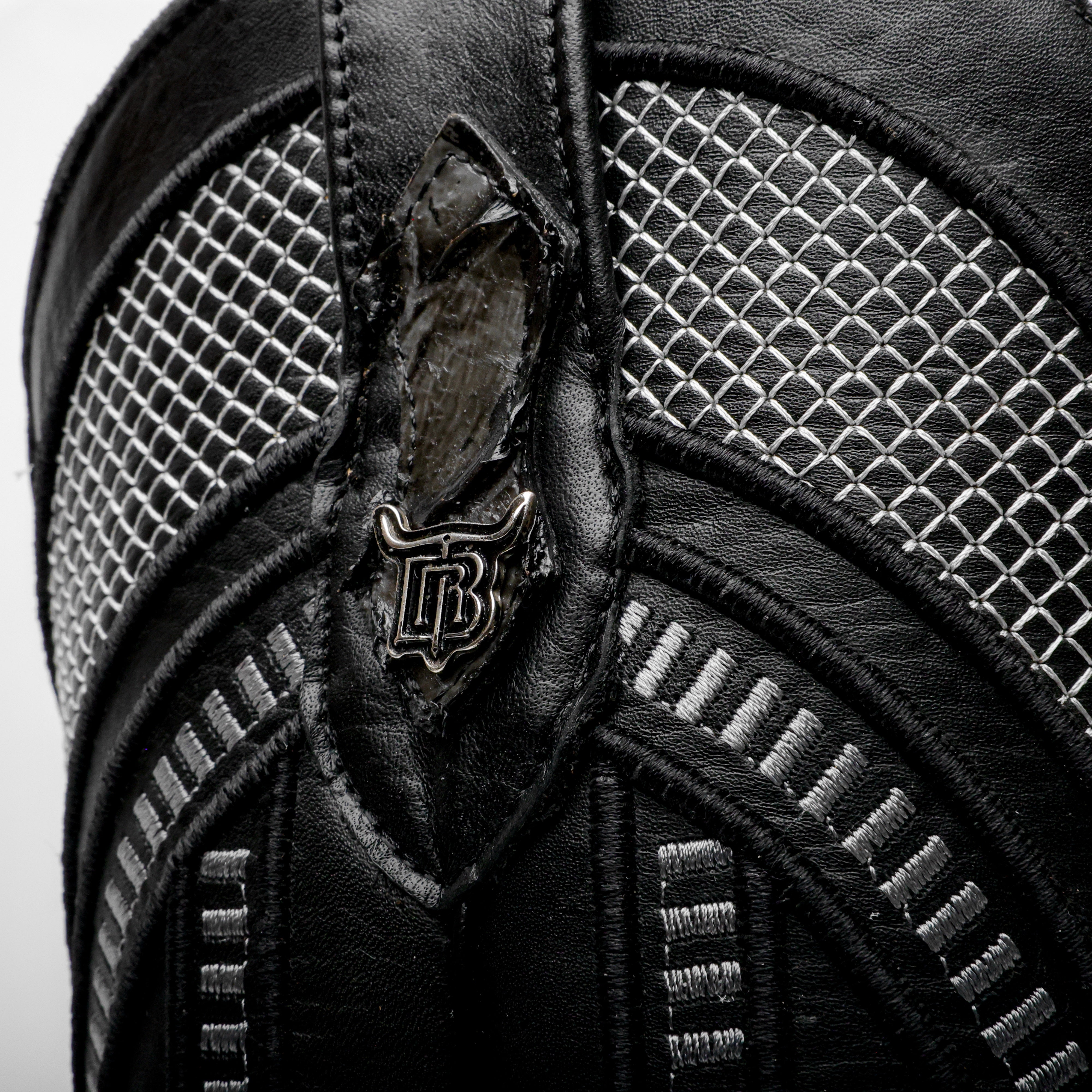 Grey Jumbo Python Leather Boots - Square Toe