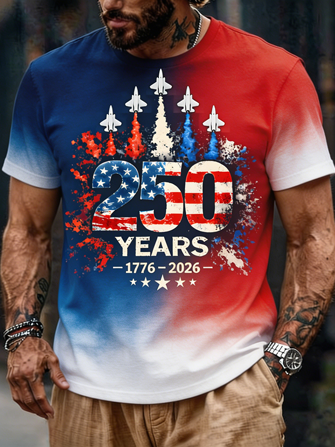 Men's 1776-2026 Jet Gradient American Flag T-Shirt