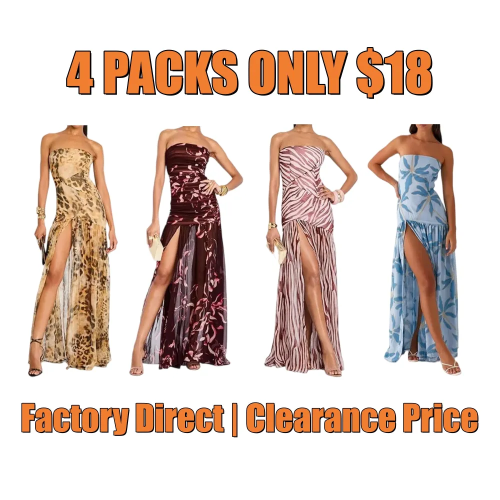 Women's Tube Top DressStrapless Backless High Slit Long Dress