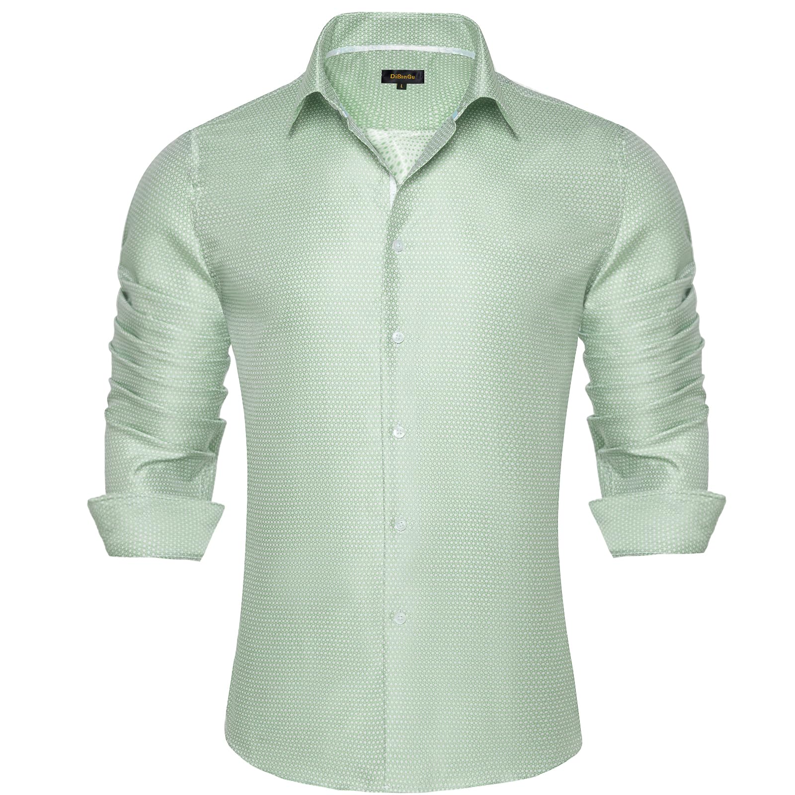 Men's Paisley Dress Shirt Long Sleeve Wrinkle Free Button Down Cowboy Shirts - Sage Green&paisley